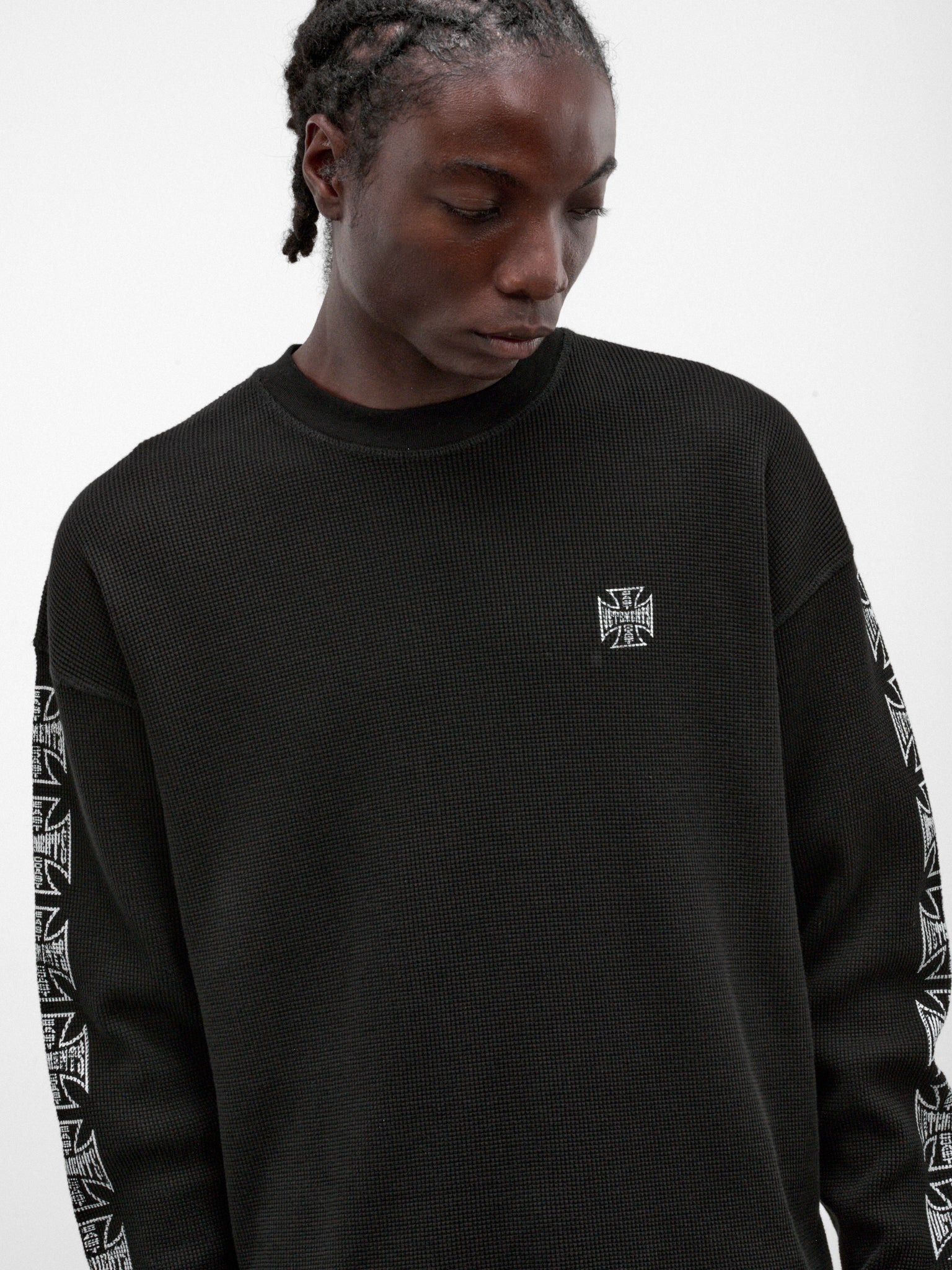Biker Cross Waffle Long Sleeve (MH27LS213B-BLACK)