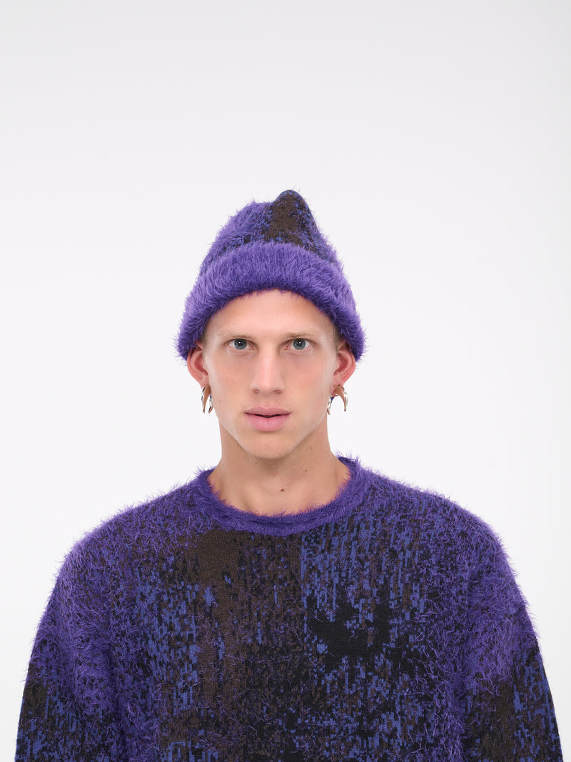Gradient Hairy Beanie (MHAT3-S25-Y69-PURPLE-BLUE-BROW)