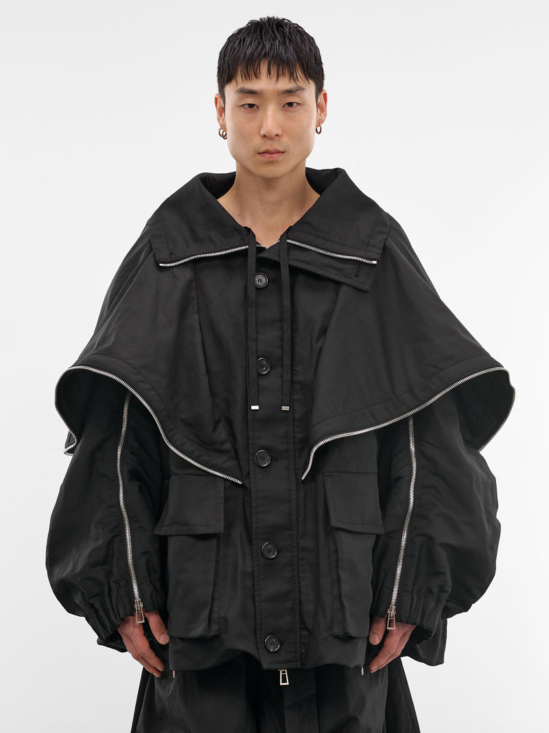 Black Linen-Nylon Wing Jumper (MI2JP709BK-BLACK)