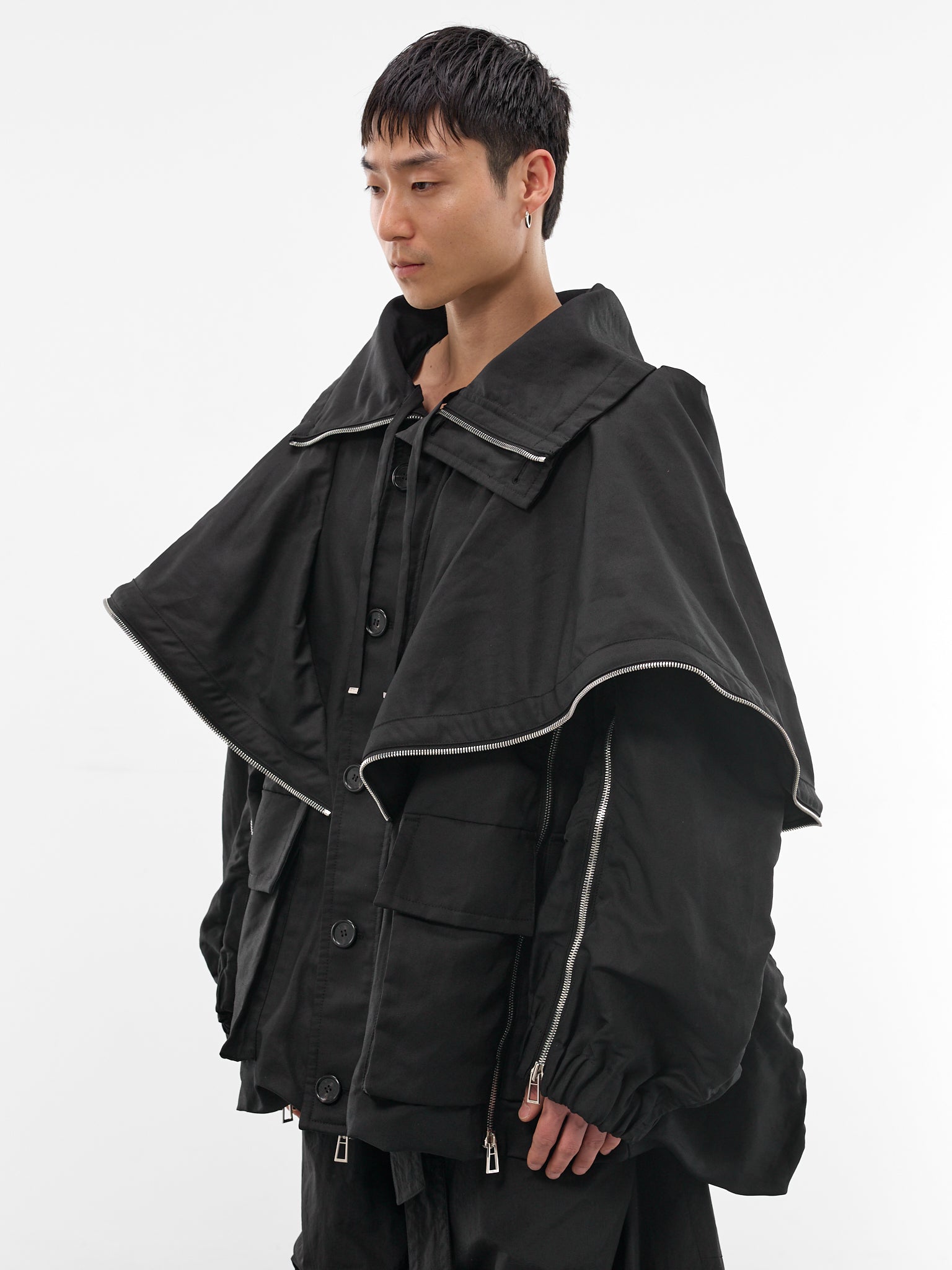 Black Linen-Nylon Wing Jumper (MI2JP709BK-BLACK)