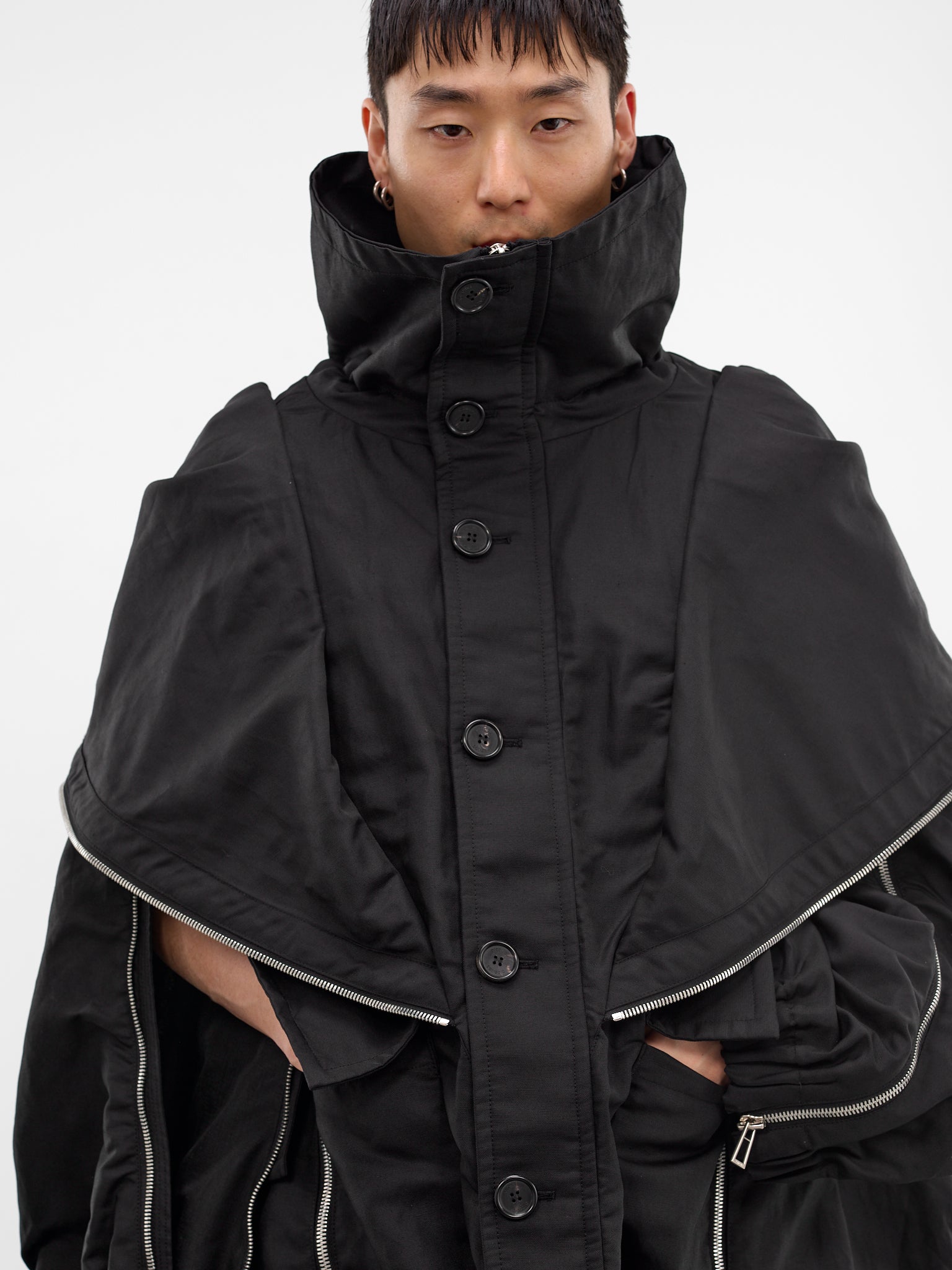 Black Linen-Nylon Wing Jumper (MI2JP709BK-BLACK)