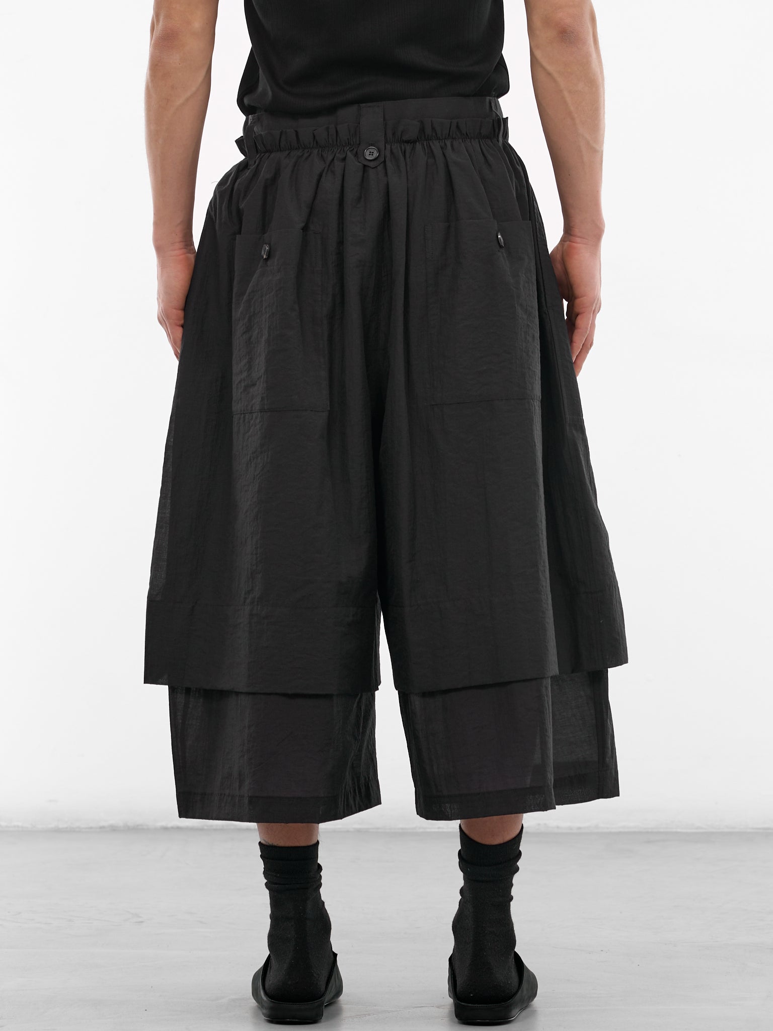 Black Ghostfold Bermuda Layered Shorts (MI3PT708BK-BLACK)