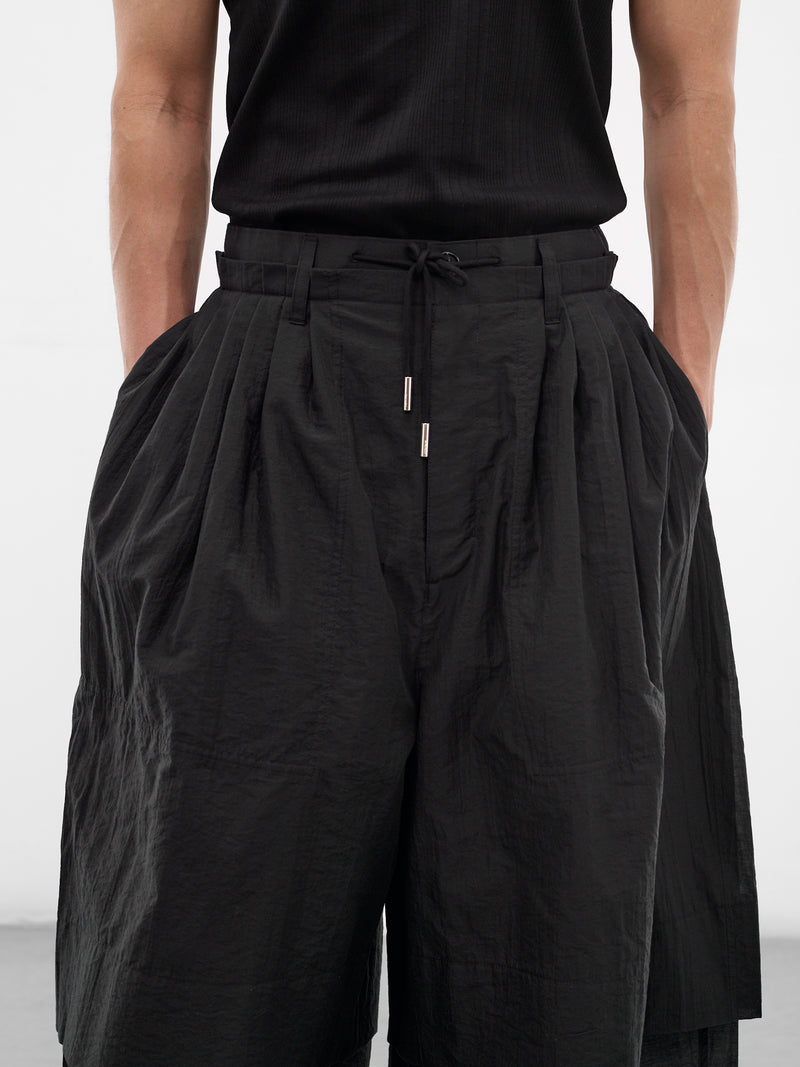 Black Ghostfold Bermuda Layered Shorts (MI3PT708BK-BLACK)