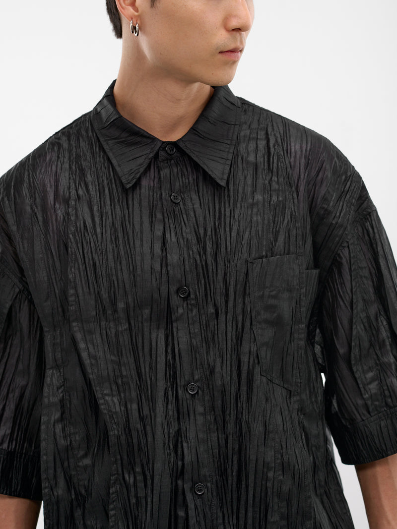 Black Polyptych Creased Half Shirt (MI3SH701BK-BLACK)