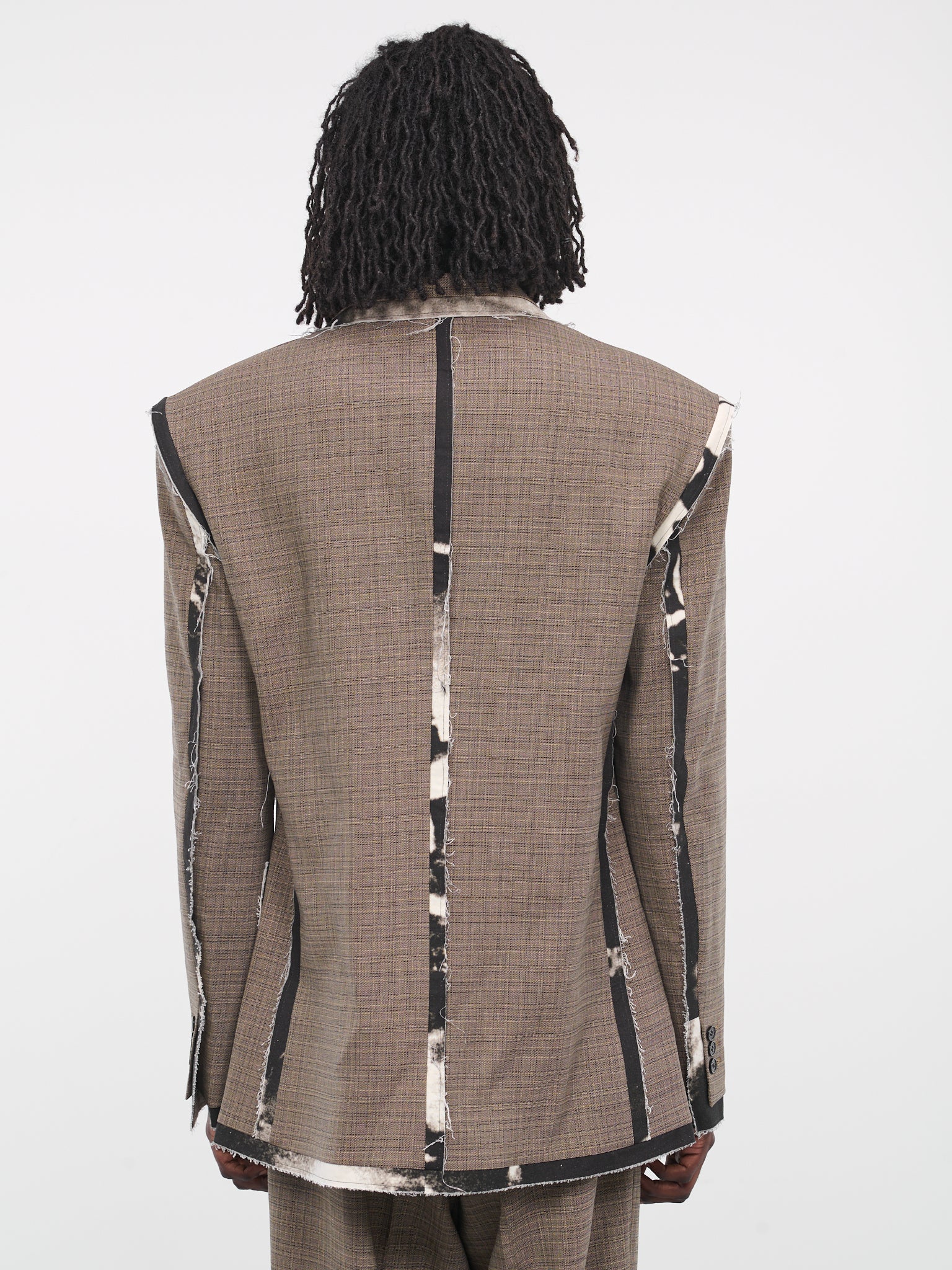 Trimmed Edge Blazer (MJ031W-WBCP-BEIGE-BLACK-CHECK)