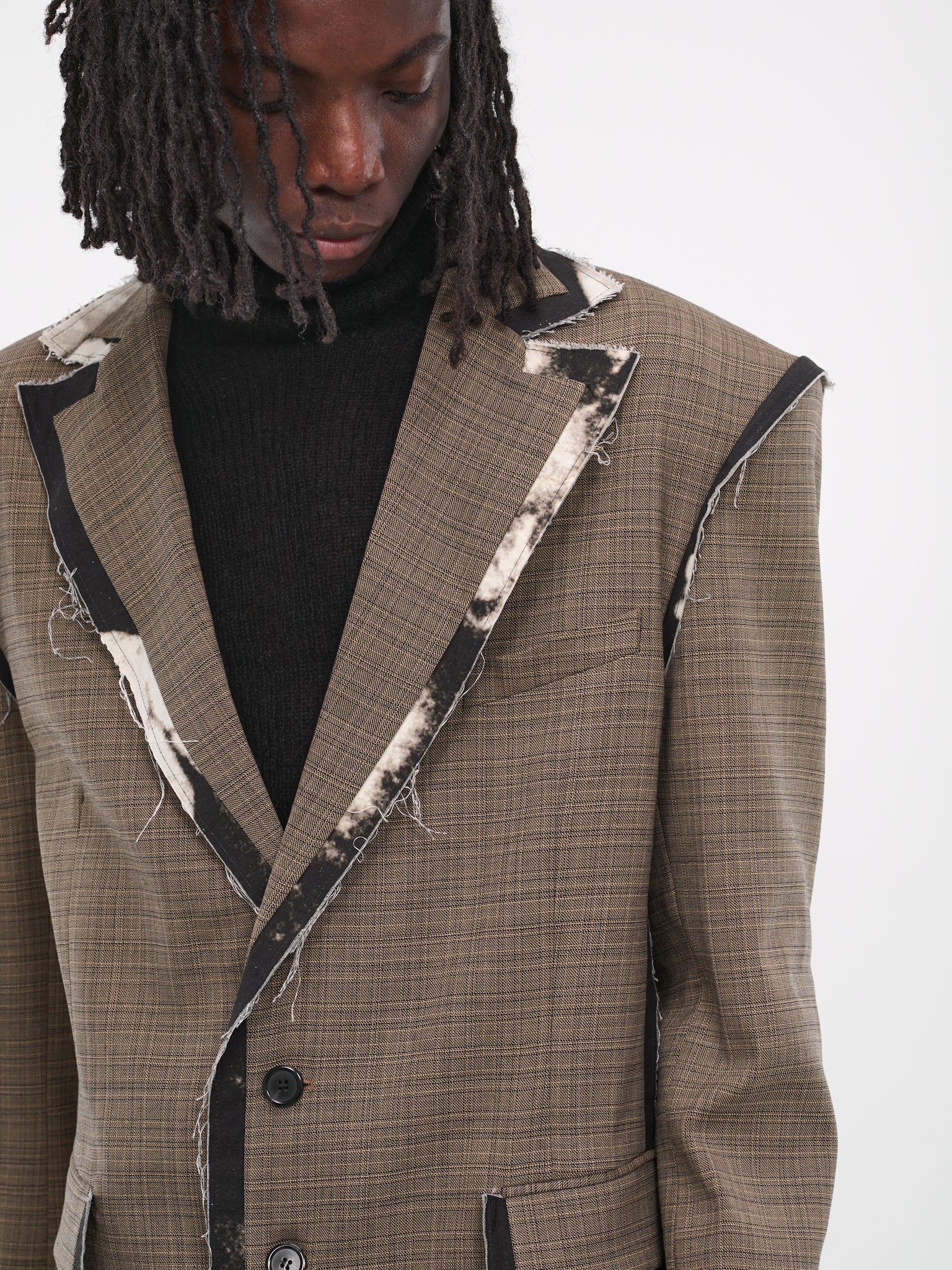Trimmed Edge Blazer (MJ031W-WBCP-BEIGE-BLACK-CHECK)