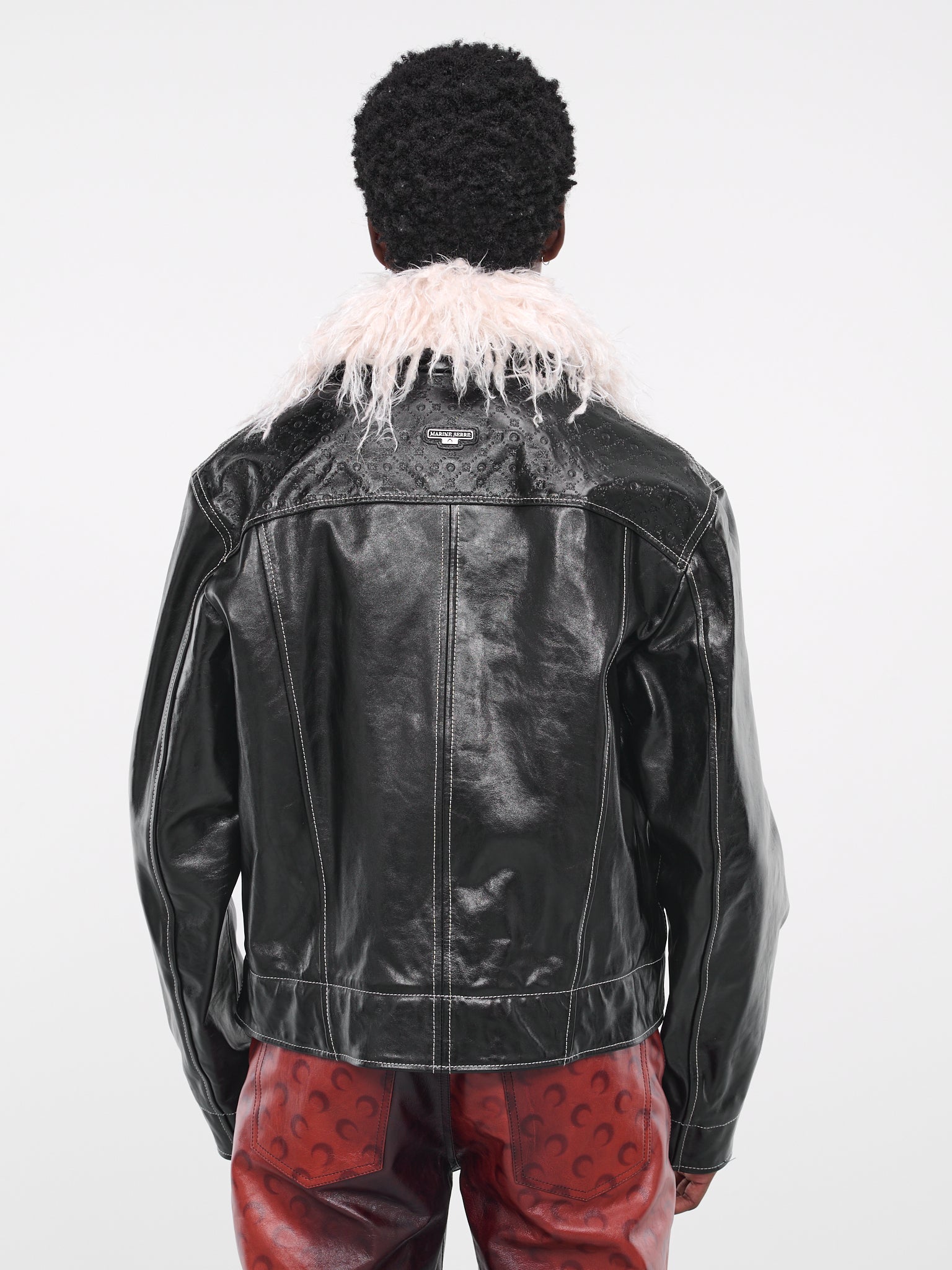 Embossed Leather Work Jacket (MJA021-CLEA0004-BK99-BLACK)