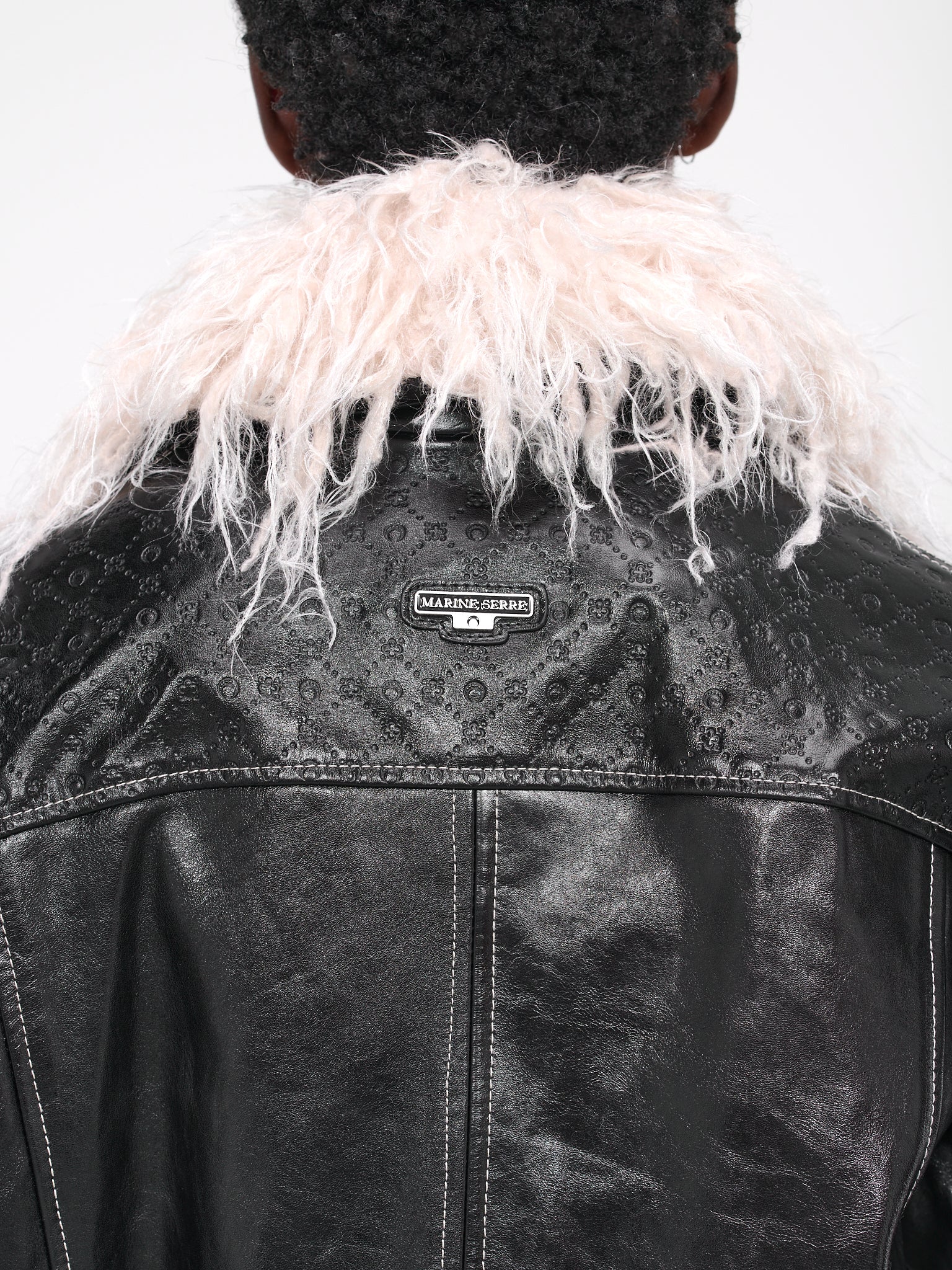 Embossed Leather Work Jacket (MJA021-CLEA0004-BK99-BLACK)