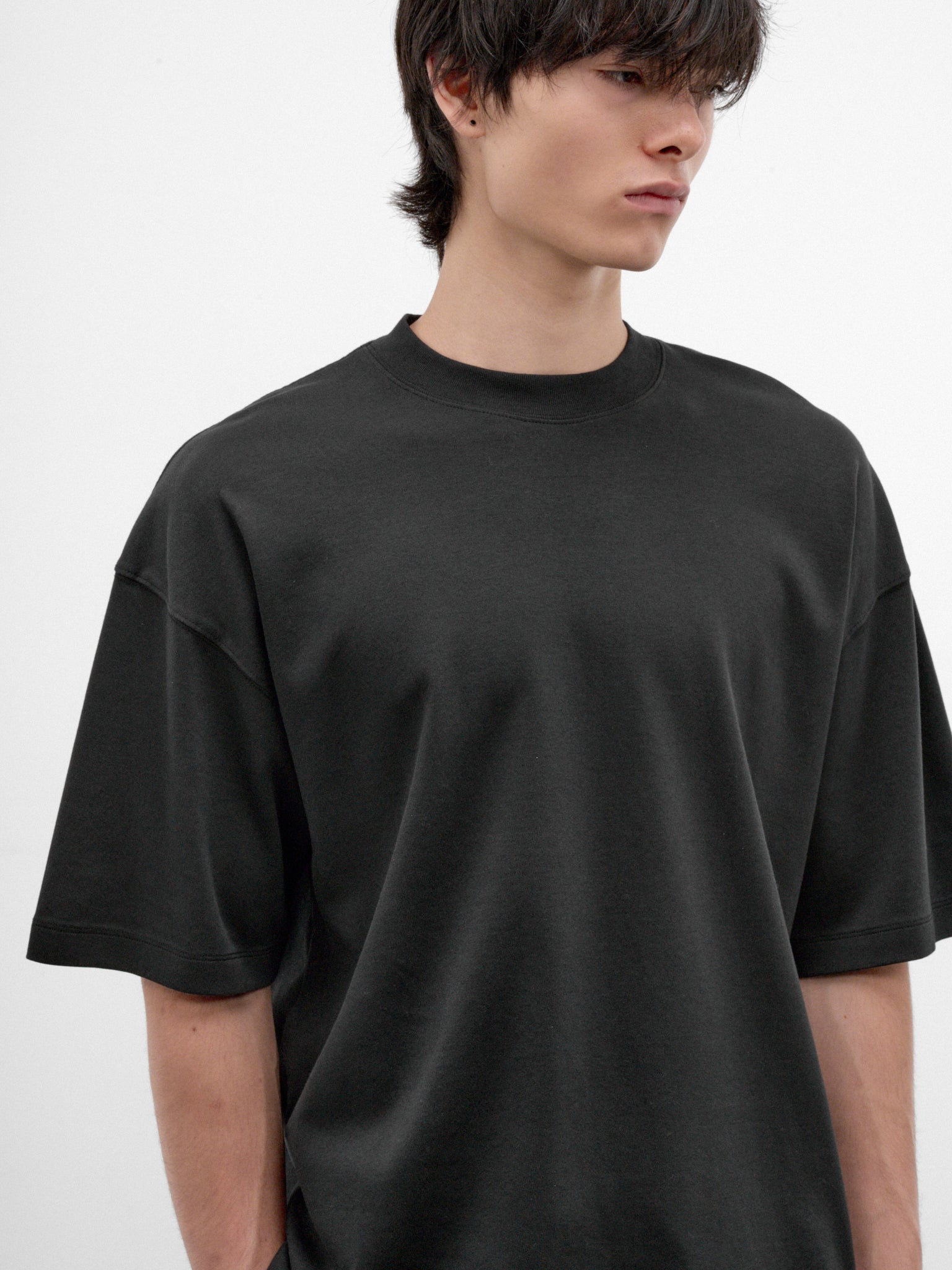 Black Cotton Oversized Tee (MJE09-JER01-BLACK)