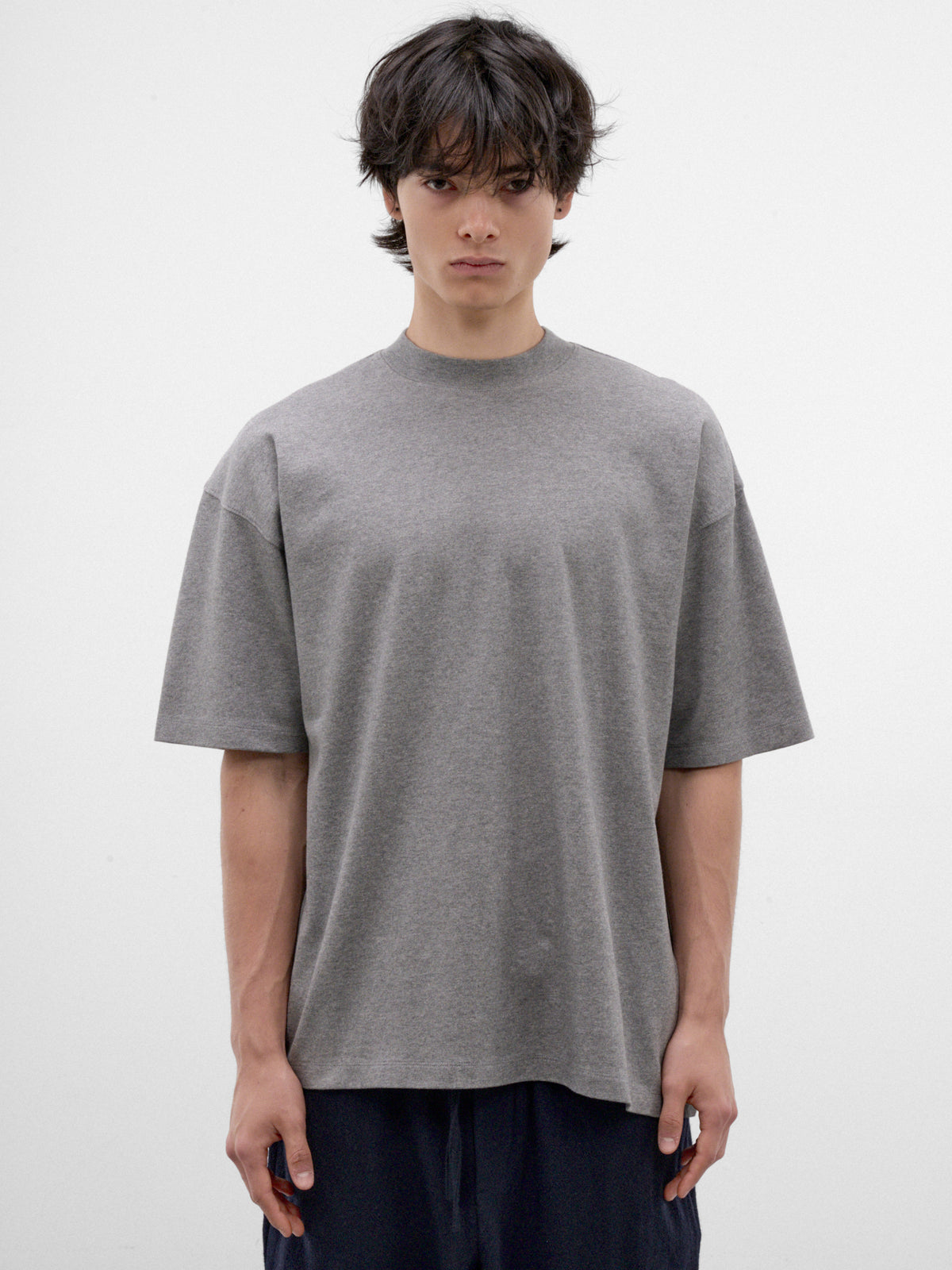 Gray Melange Cotton Oversized Tee (MJE09-JER02-DARK-GREY-MELANGE)