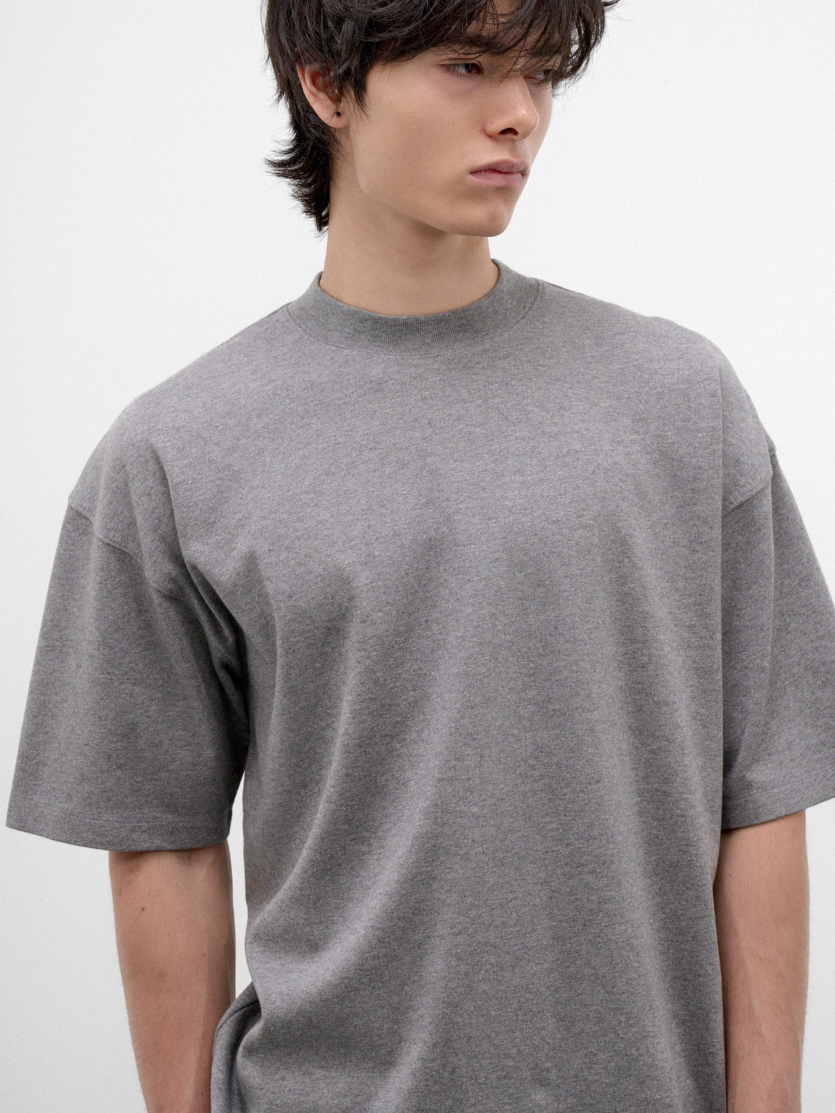 Gray Melange Cotton Oversized Tee (MJE09-JER02-DARK-GREY-MELANGE)