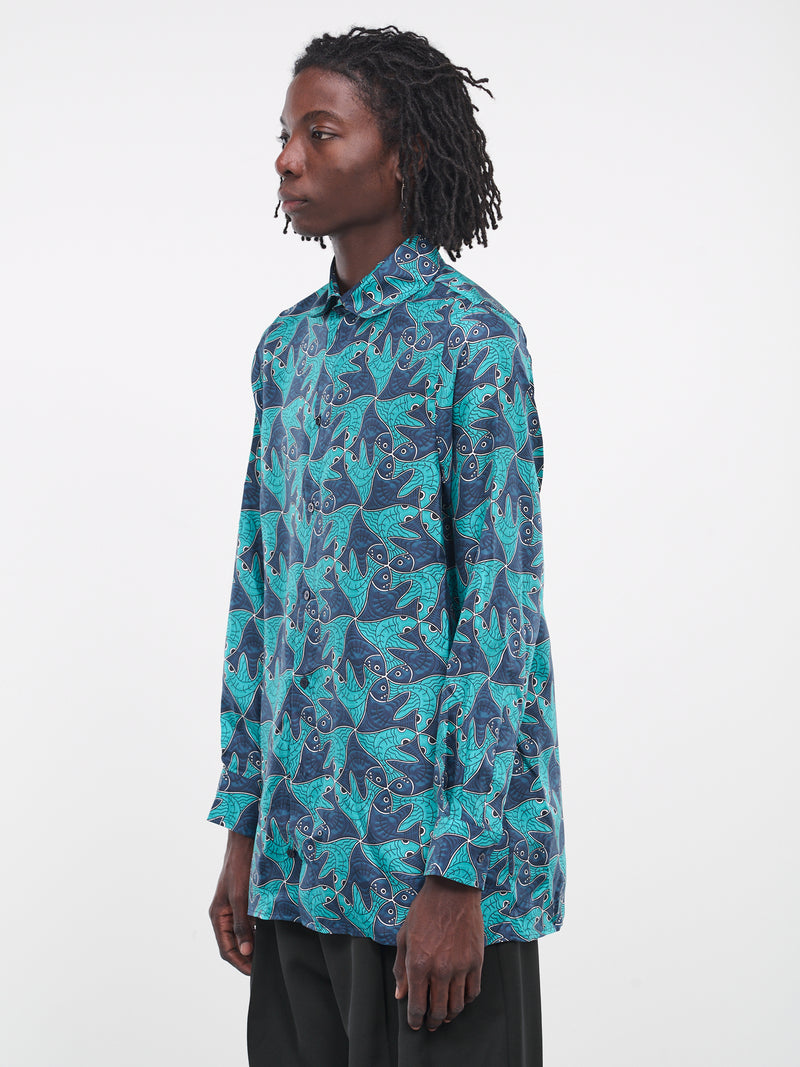 Fish Print Shirt (MN4028B-W110-BLUE-FISH-PRINT)