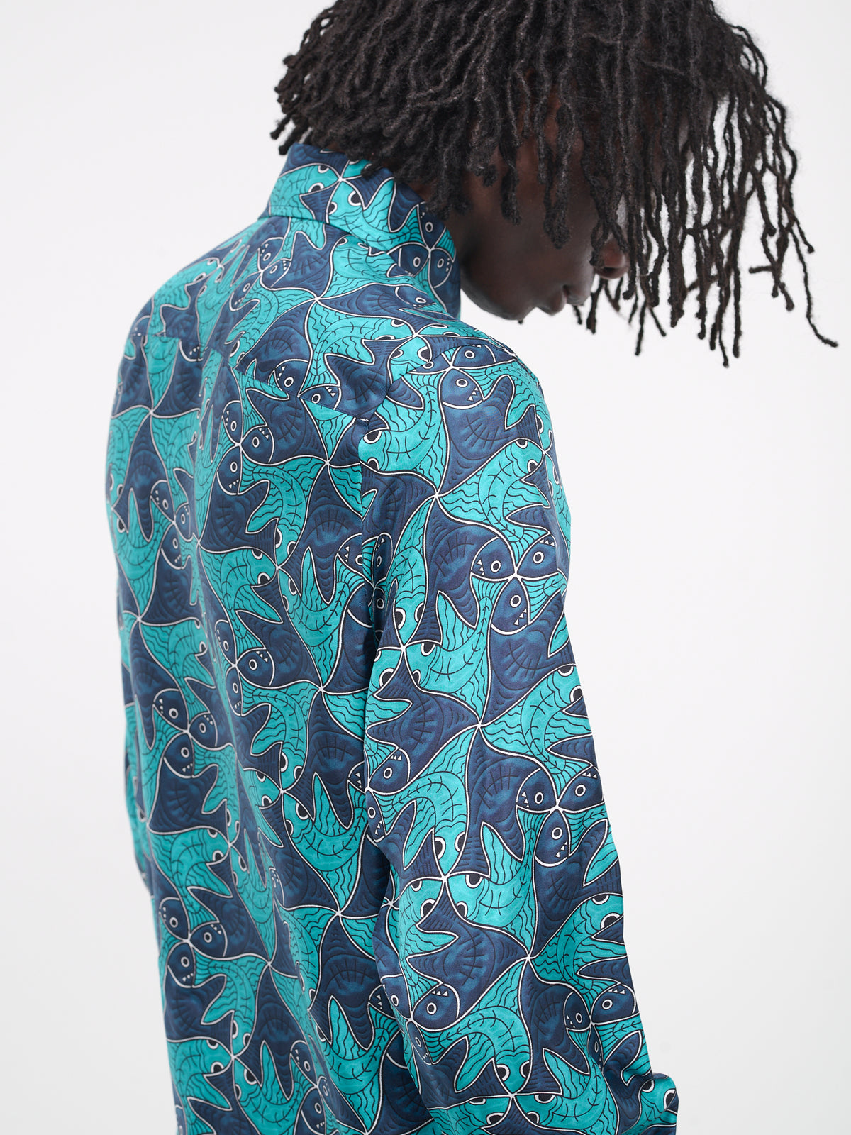 Fish Print Shirt (MN4028B-W110-BLUE-FISH-PRINT)