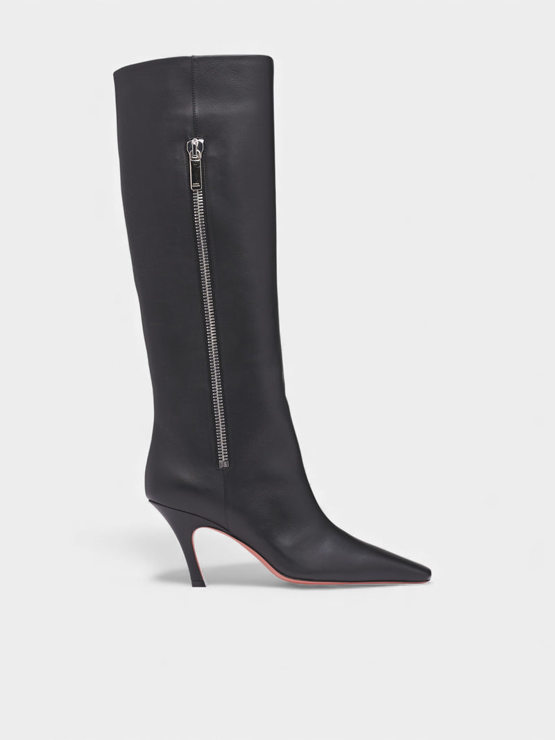 Knee-High Leather Mona Boots (MONA-BOOT-80-BLACK-CALF)