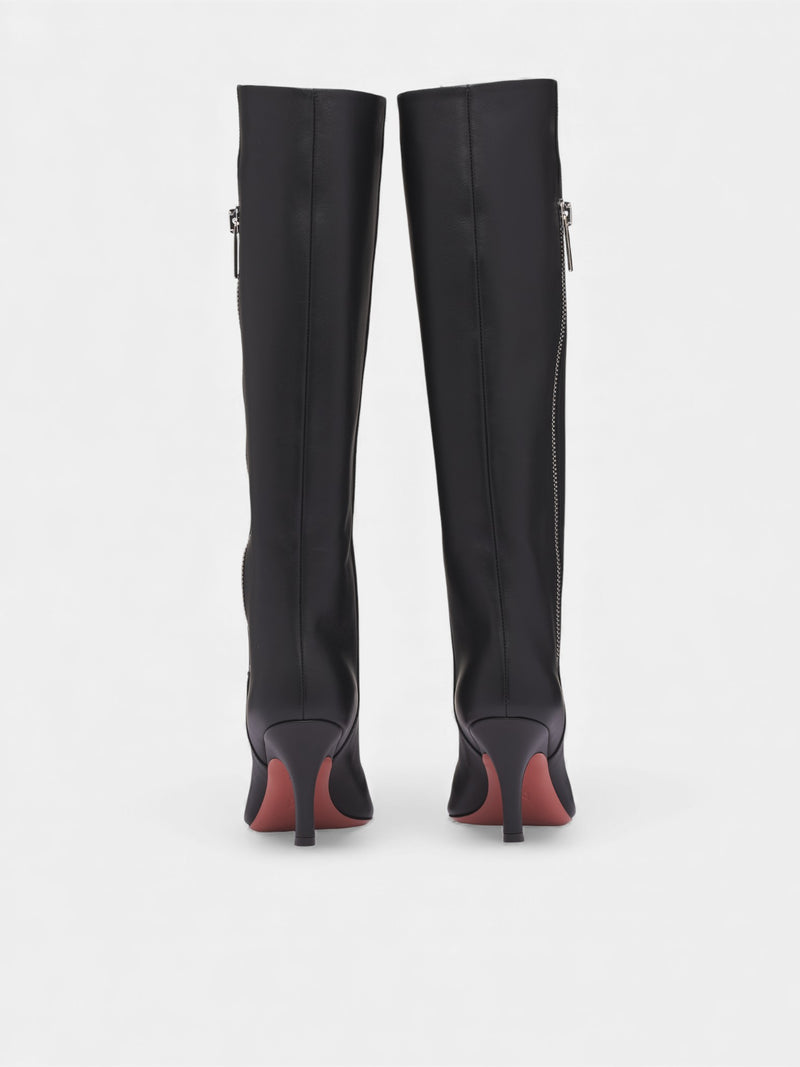 Knee-High Leather Mona Boots (MONA-BOOT-80-BLACK-CALF)