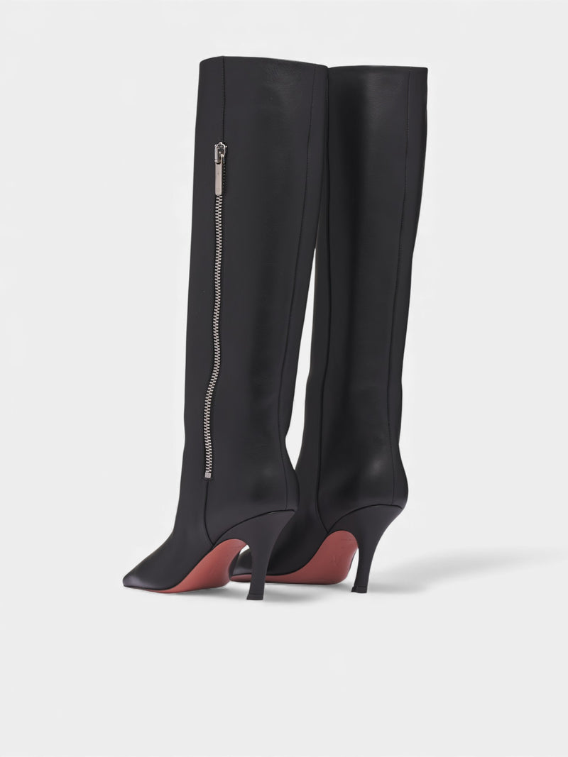 Knee-High Leather Mona Boots (MONA-BOOT-80-BLACK-CALF)