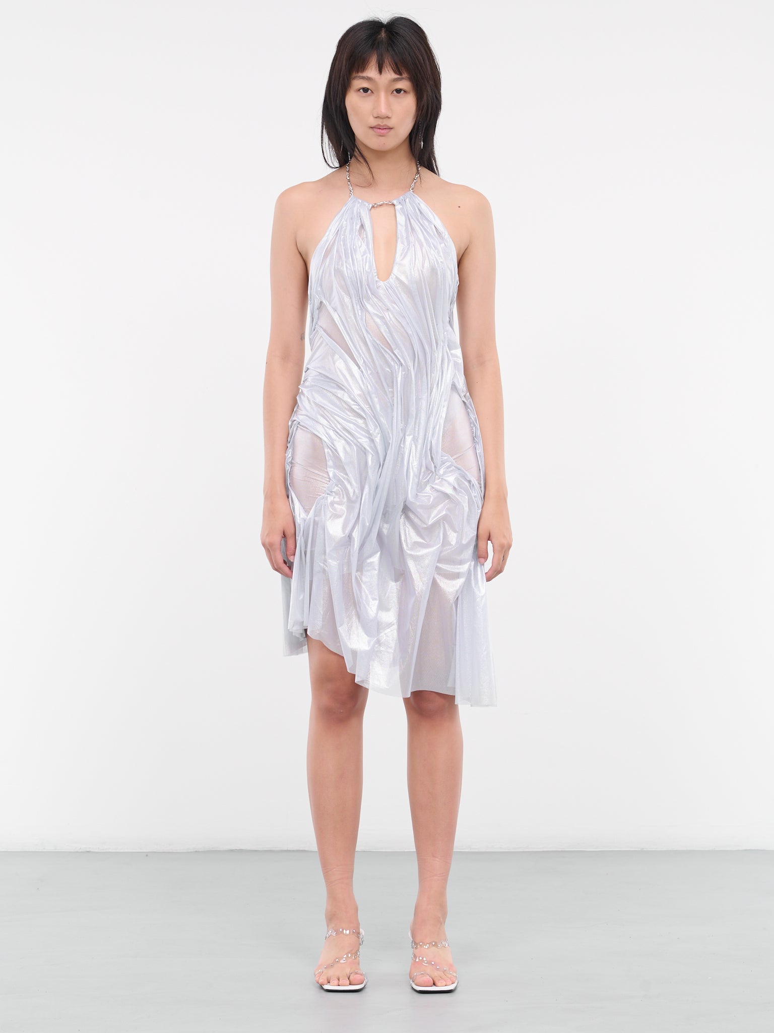 Wet Midi Dress (MOON-WETLOOK-METALLIC-SILVER)