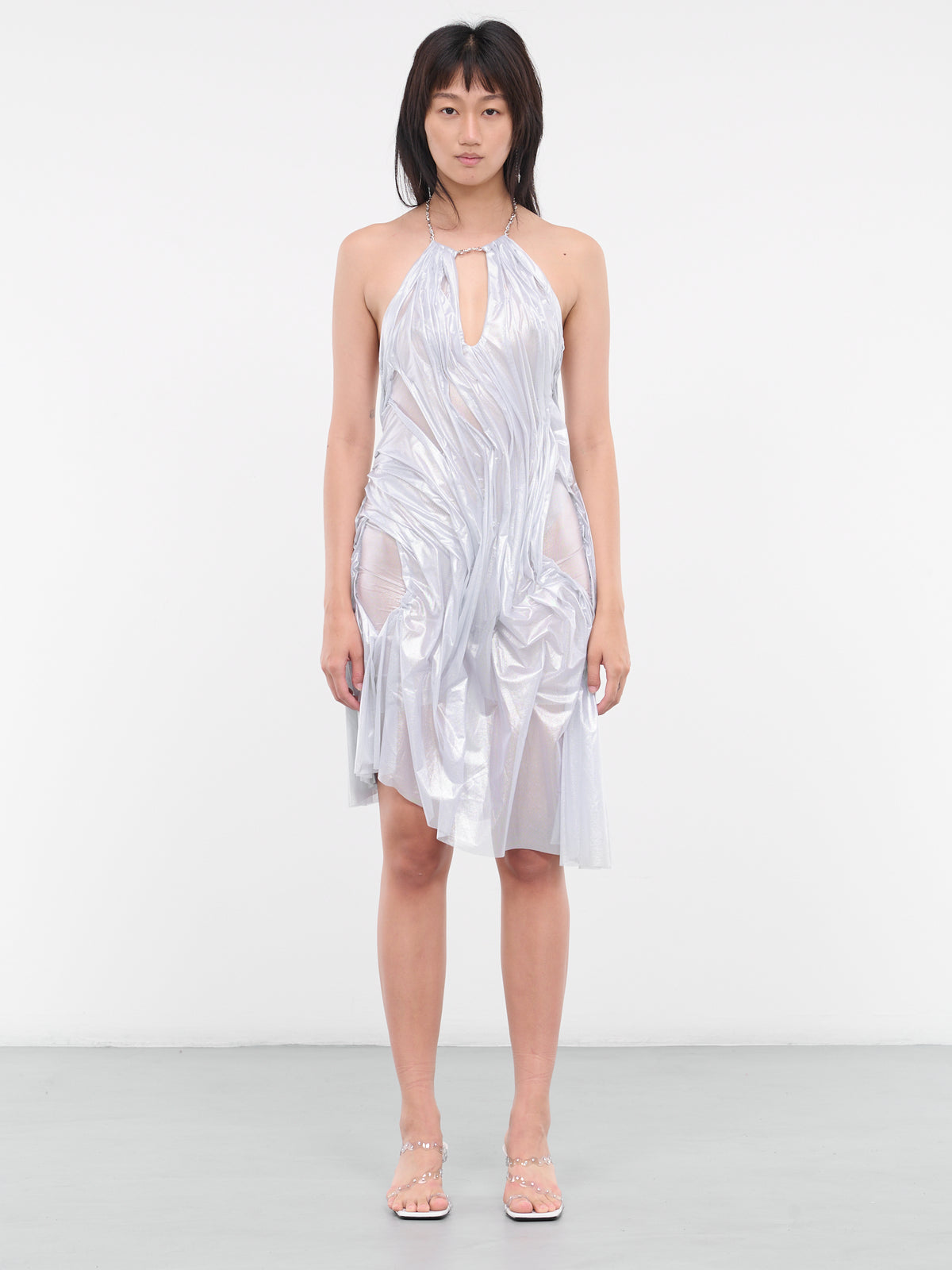 Wet Midi Dress (MOON-WETLOOK-METALLIC-SILVER)