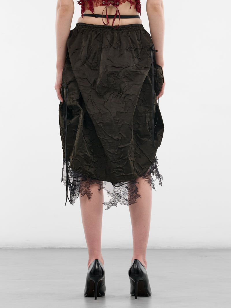 Moonsick Draped Pearl Silk Skirt (MOONSICK-DRAPED-SKIRT-BLACK)