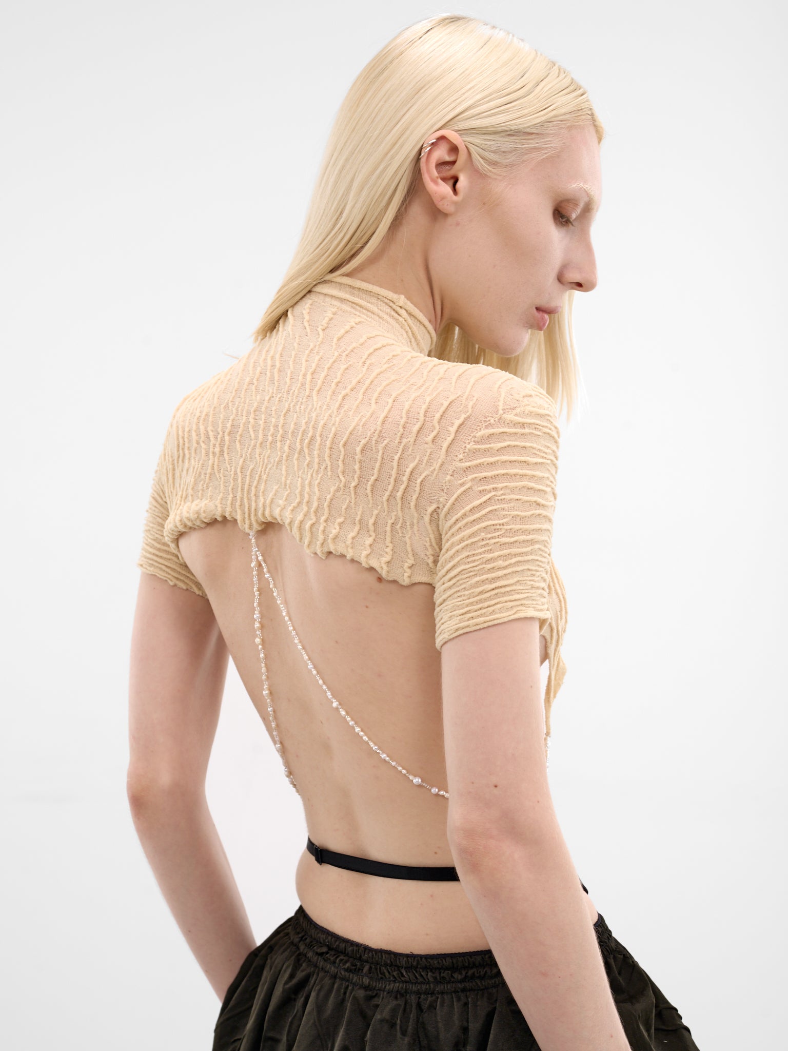 Moonsick Nylon Pearl Strand Tee (MOONSICK-TEE-BEIGE)