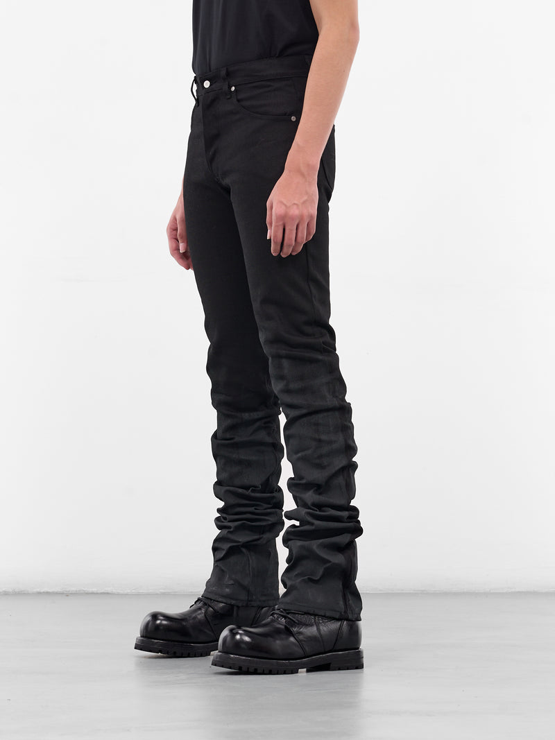 Black Stacked Leg Denim Jeans (MP004-BLACK)