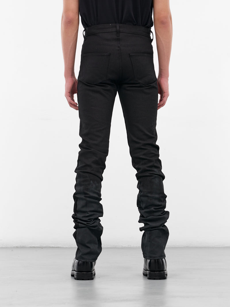 Black Stacked Leg Denim Jeans (MP004-BLACK)