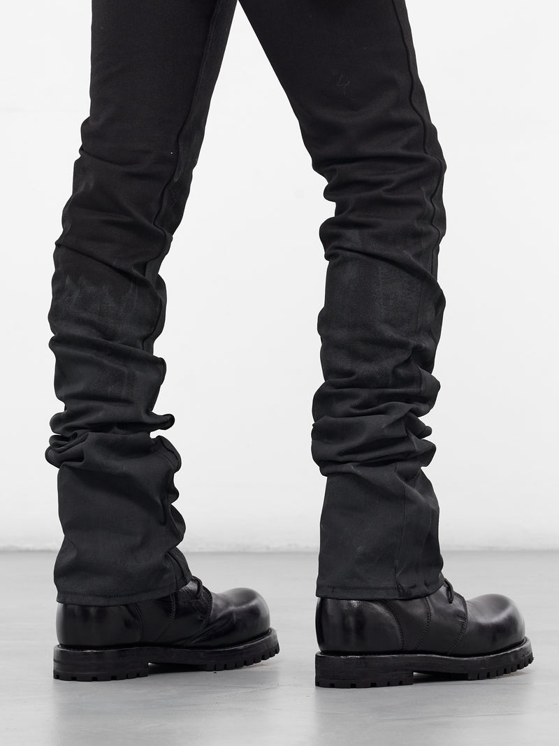 Black Stacked Leg Denim Jeans (MP004-BLACK)