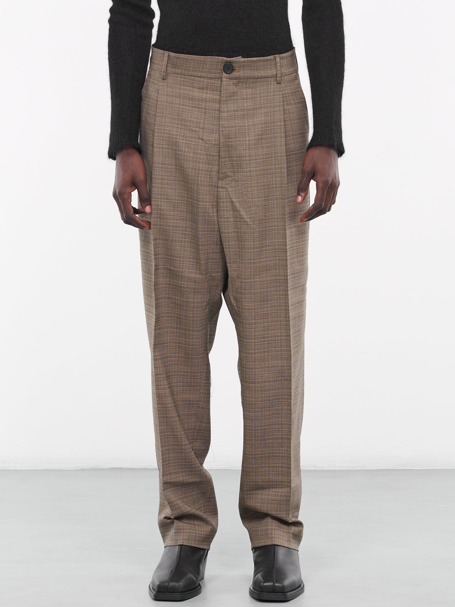 Tailored Suit Pants (MP025W-WBC-BEIGE-BLACK-CHECK)