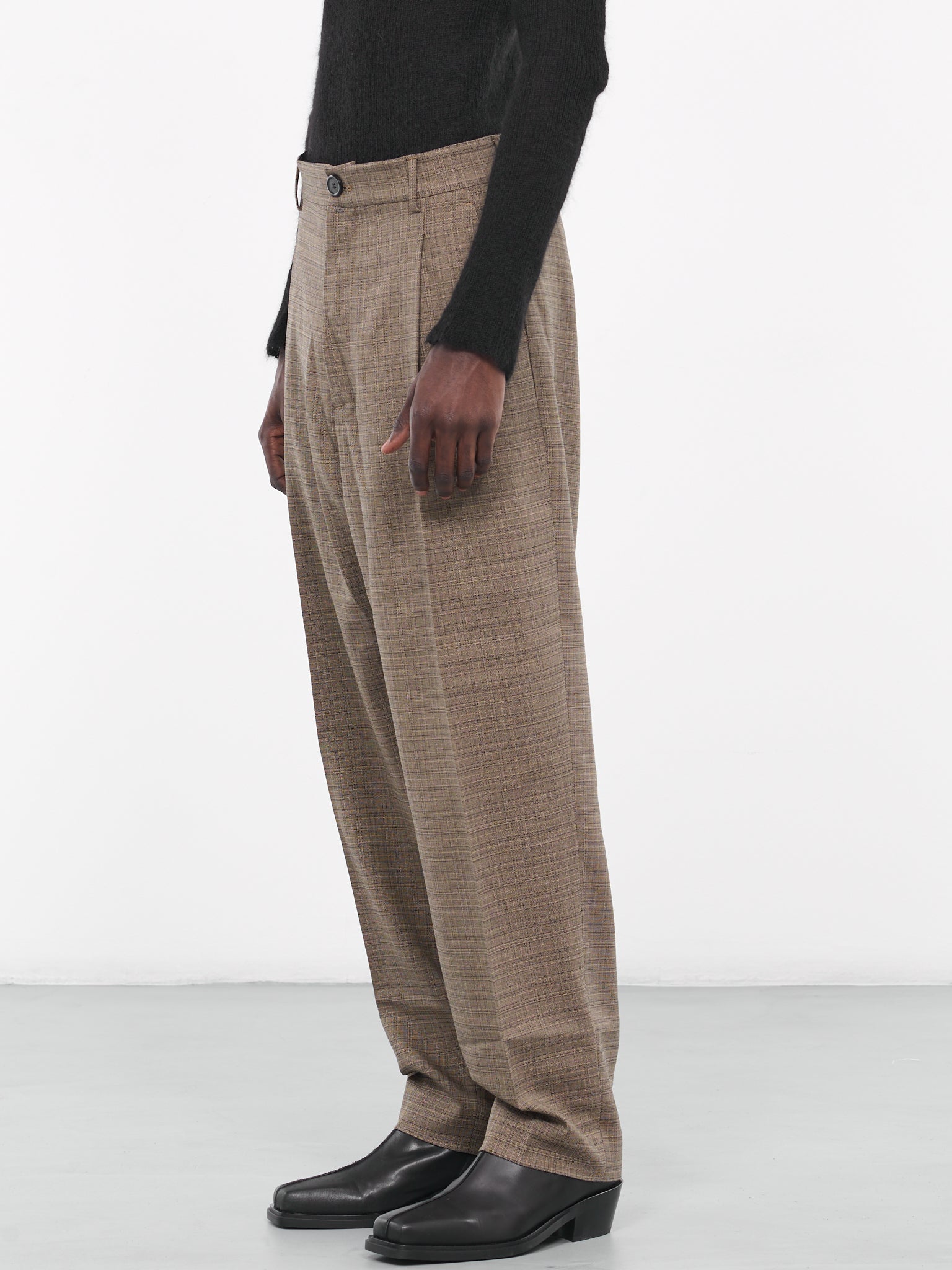 Tailored Suit Pants (MP025W-WBC-BEIGE-BLACK-CHECK)