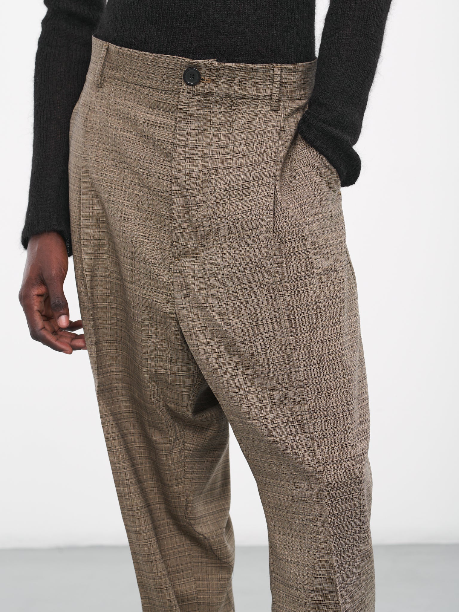 Tailored Suit Pants (MP025W-WBC-BEIGE-BLACK-CHECK)