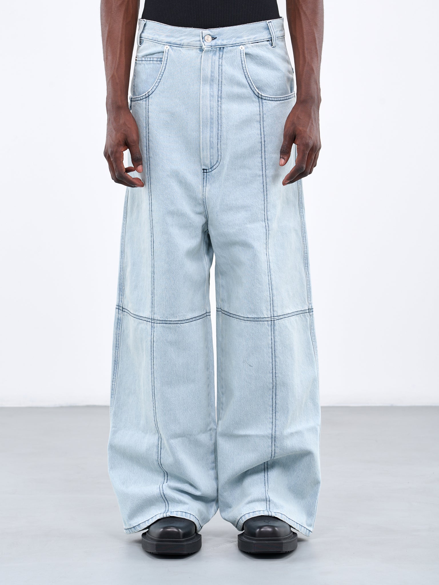 Paneled Baggy Jeans (MP040D-ICE-BLUE)