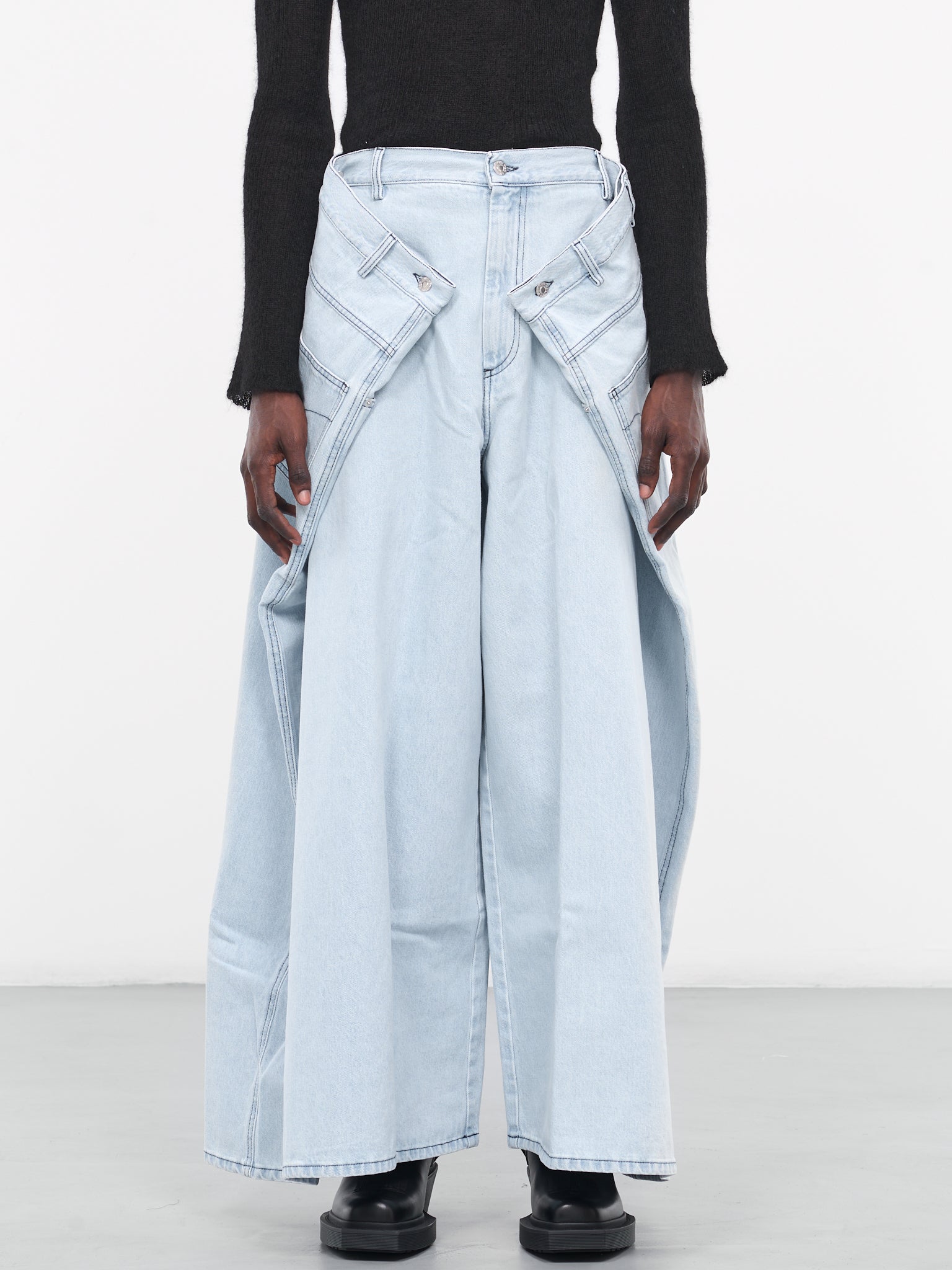 Double Pleated Jeans (MP047D-WD-ICE-BLUE)