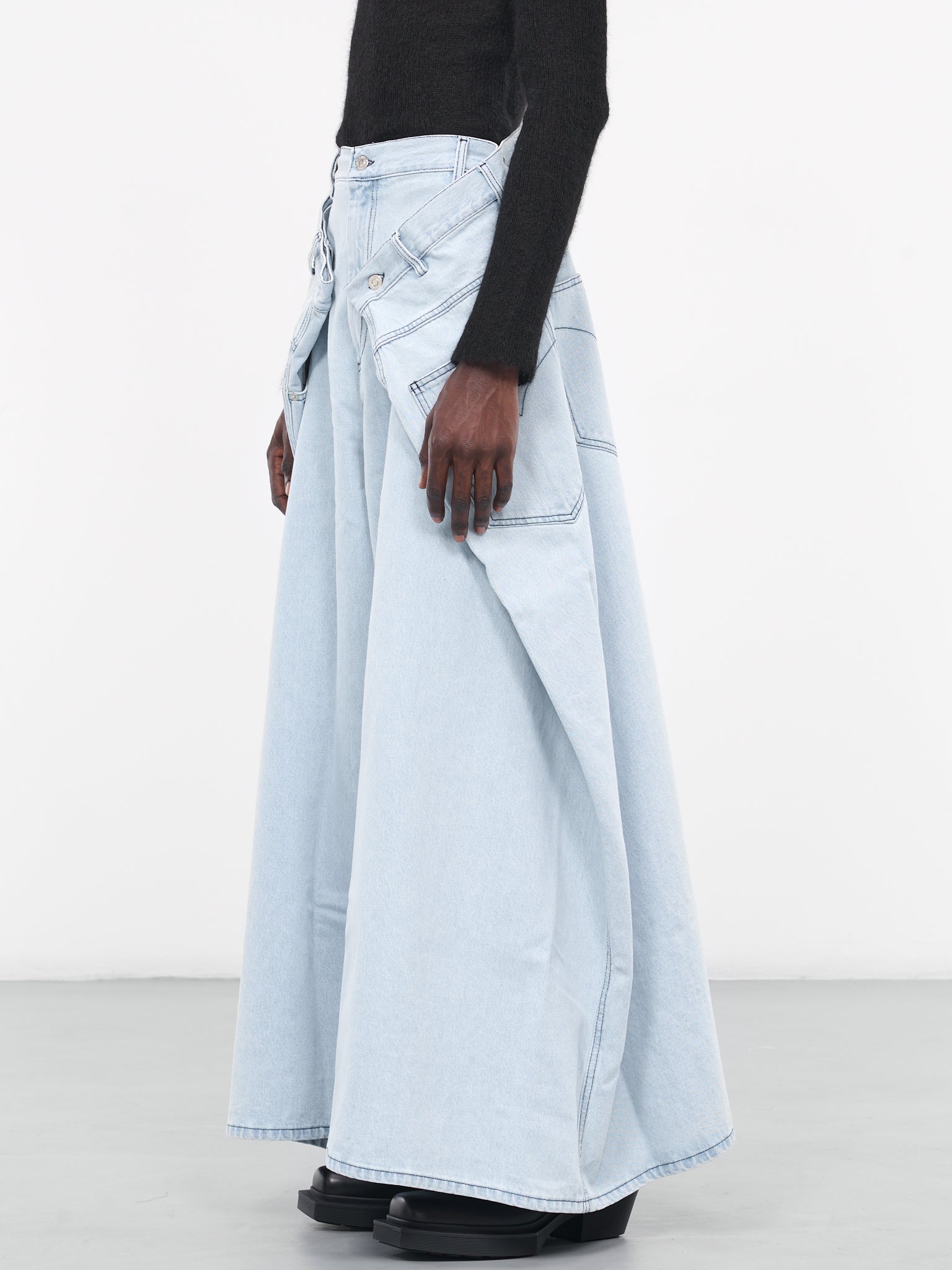 Double Pleated Jeans (MP047D-WD-ICE-BLUE)