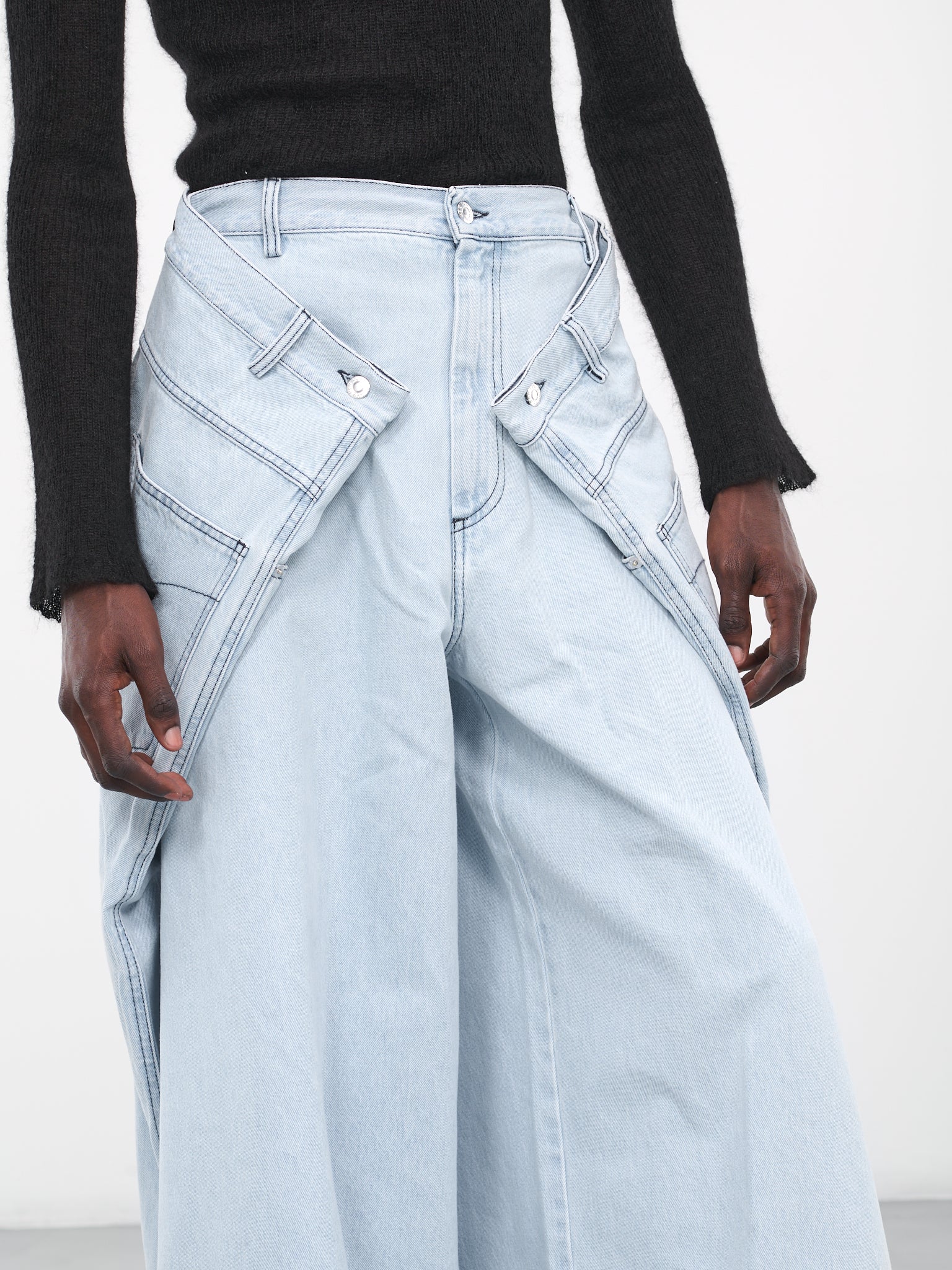 Double Pleated Jeans (MP047D-WD-ICE-BLUE)