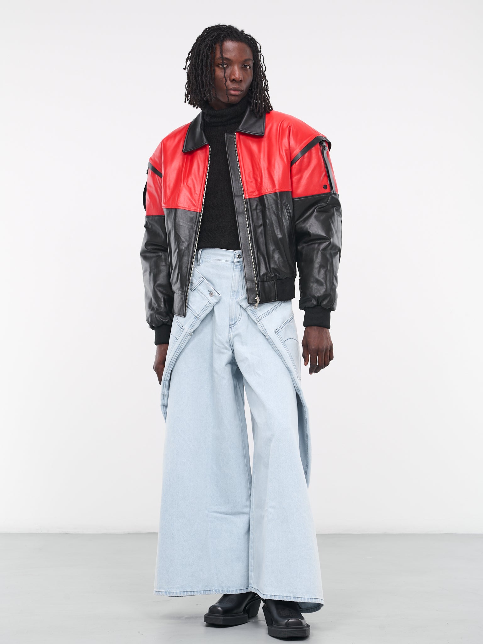 Double Pleated Jeans (MP047D-WD-ICE-BLUE)