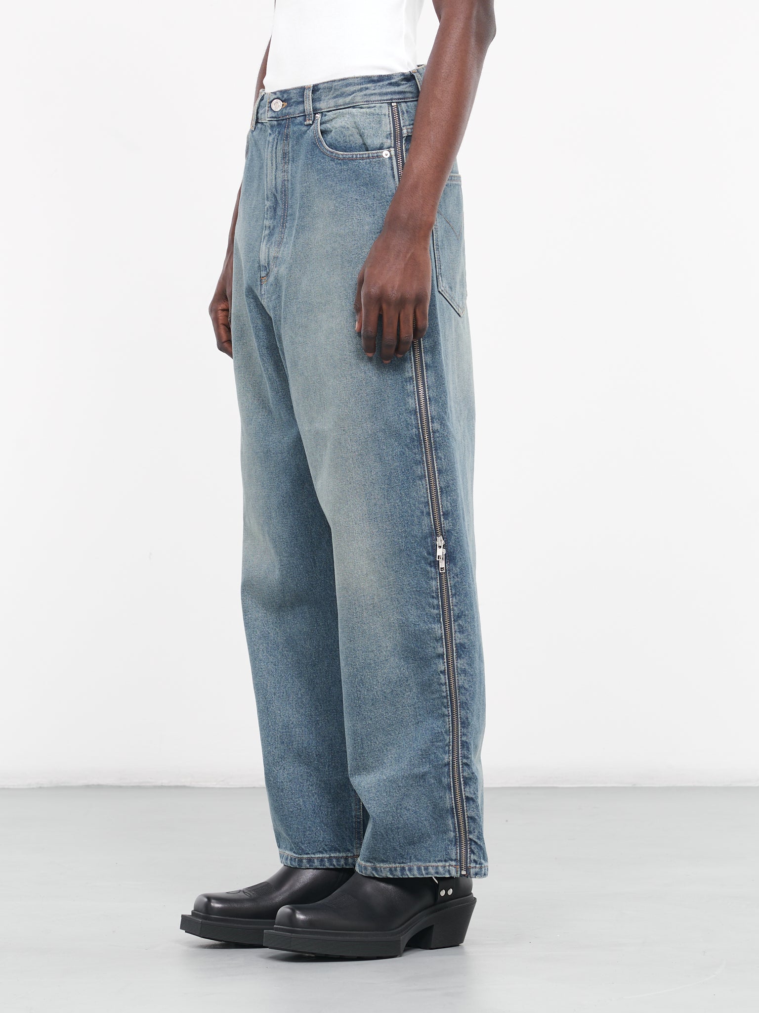 Side Zip Denim Jeans (MP059D-WD-VINTAGE-BLUE)