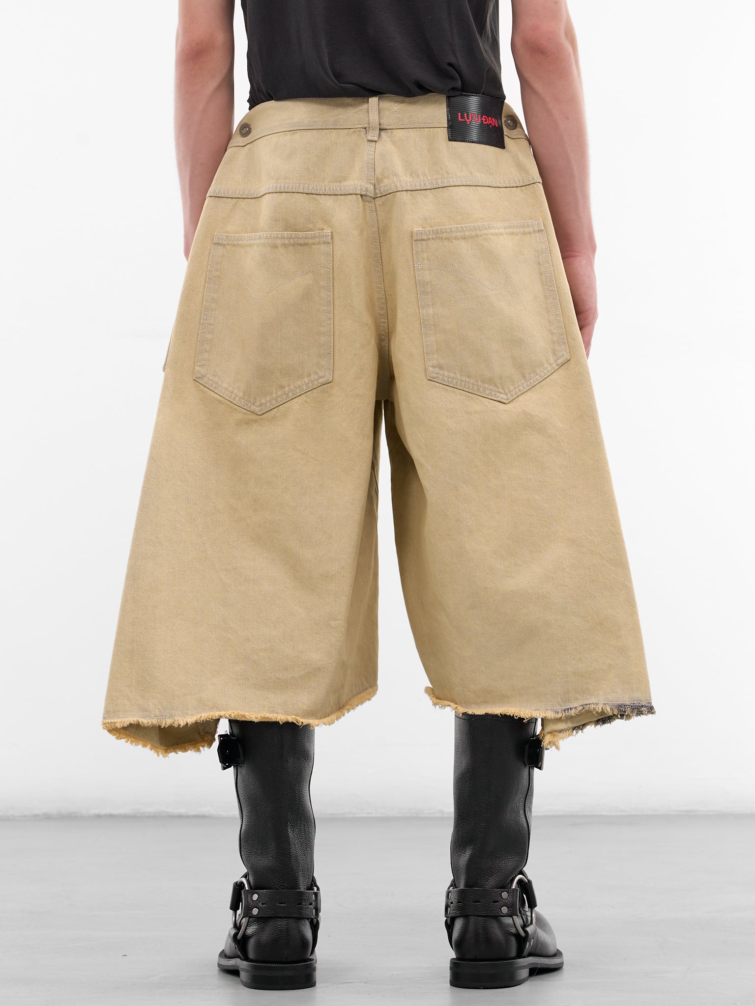 Whitewashed Denim Draped Maxi Shorts (MP112D-WD-102-WHITEWASHED)