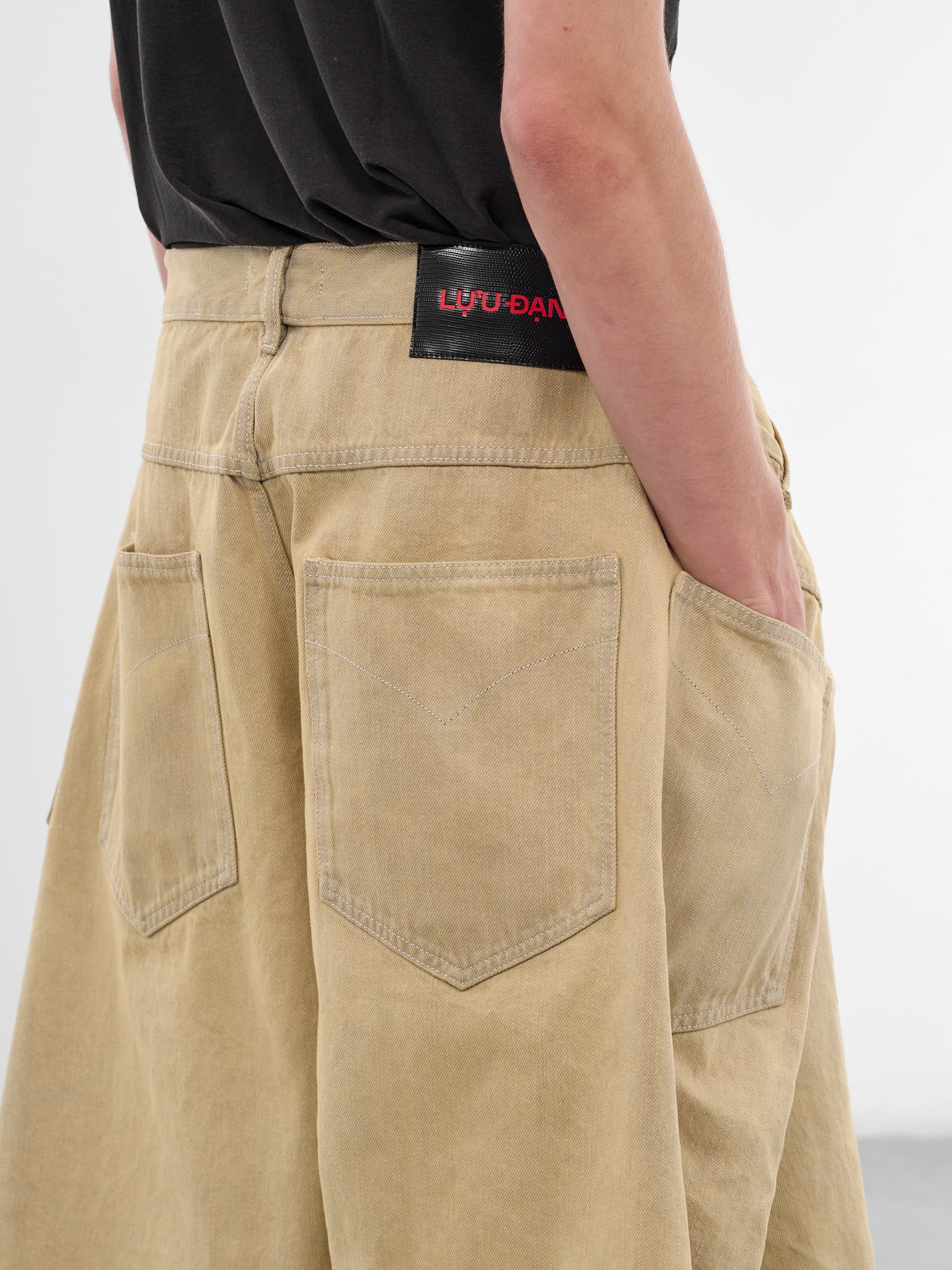 Whitewashed Denim Draped Maxi Shorts (MP112D-WD-102-WHITEWASHED)