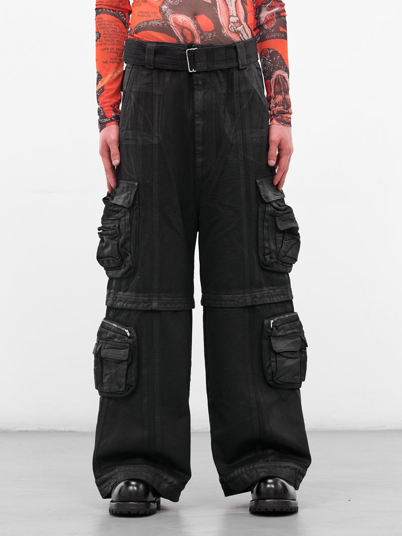 Black Coated Denim Cargo Jeans (MP126D-WCD-COATED-BLACK)