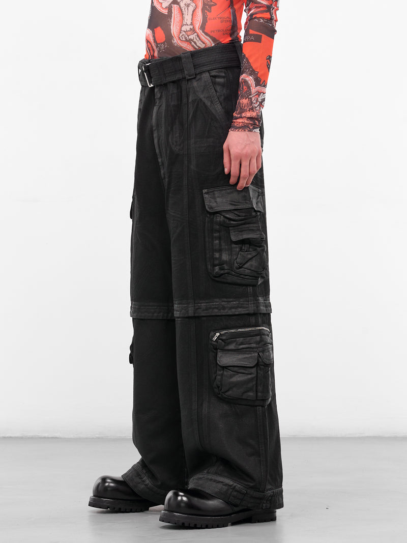 Black Coated Denim Cargo Jeans (MP126D-WCD-COATED-BLACK)