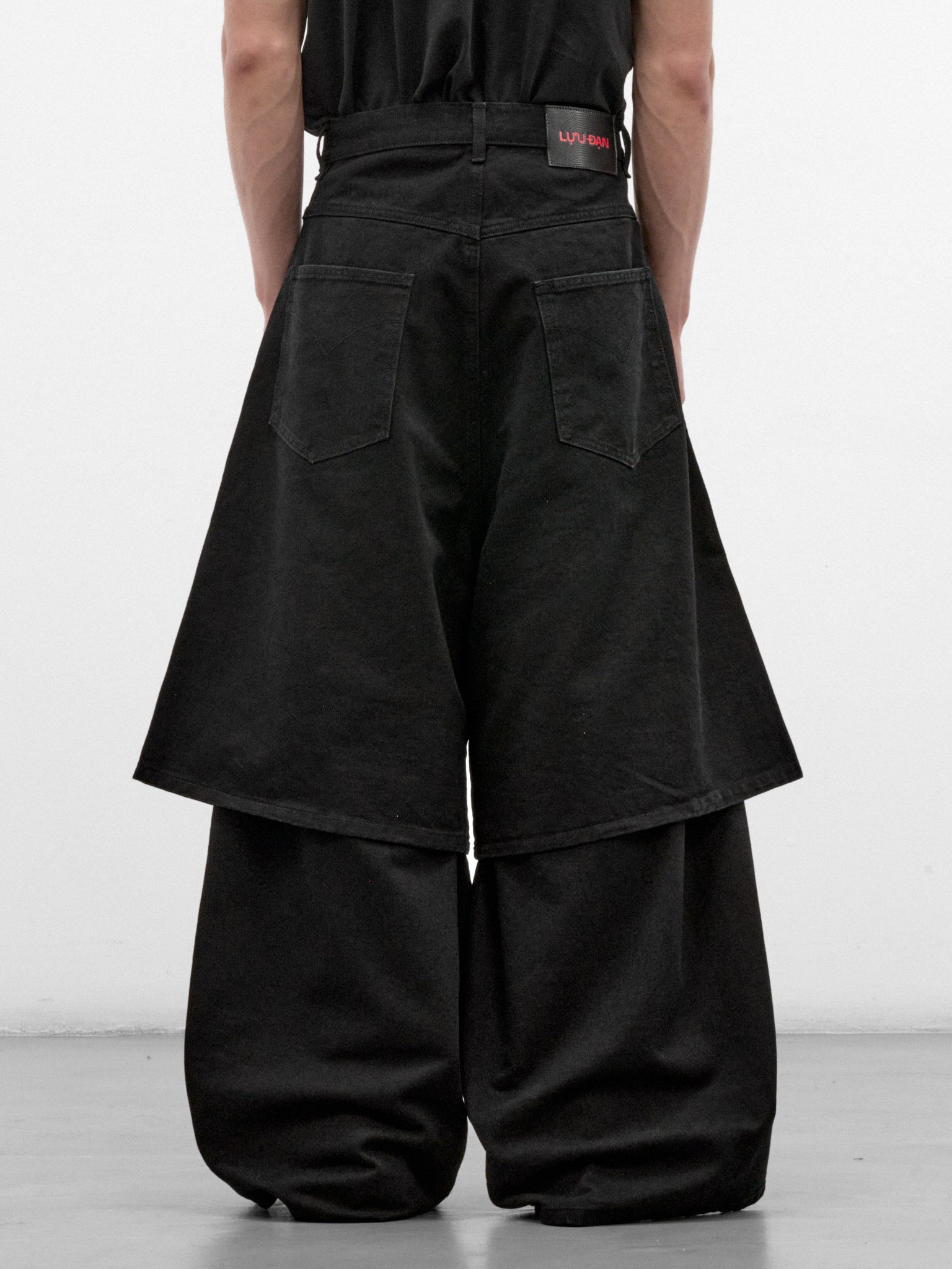 Black Denim Wide Layered Jeans (MP140D-WD-906-BLACK-RINSE)