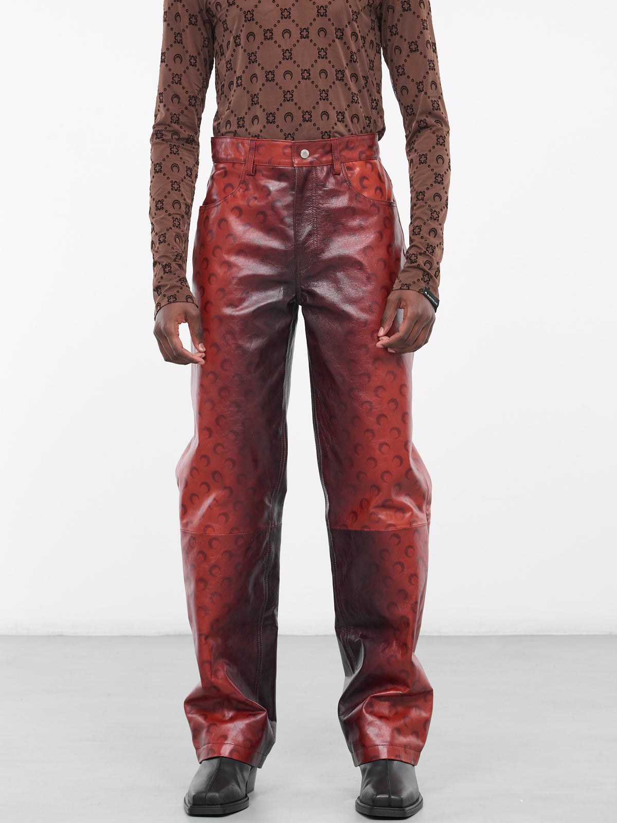 Airbrushed Leather Pants (MPA013-CLEA0006-OR10-ORANGE)