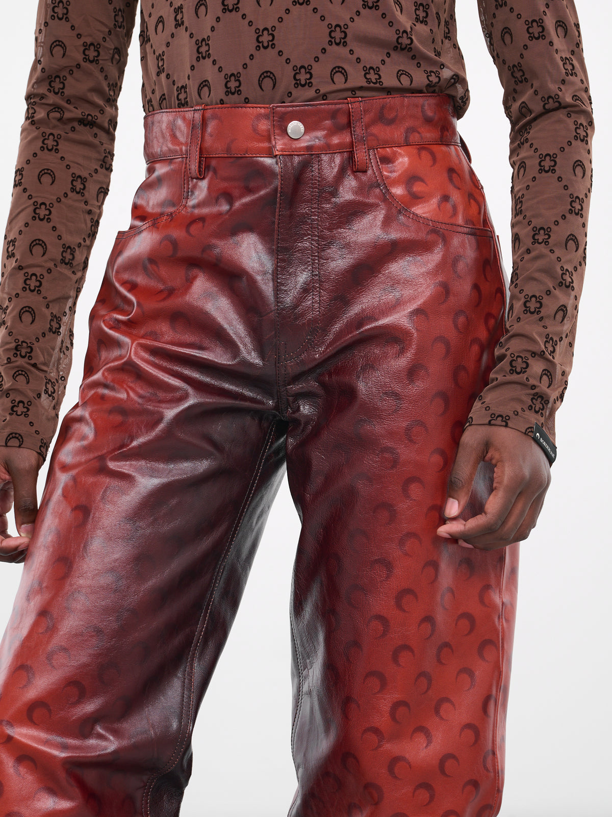 Airbrushed Leather Pants (MPA013-CLEA0006-OR10-ORANGE)