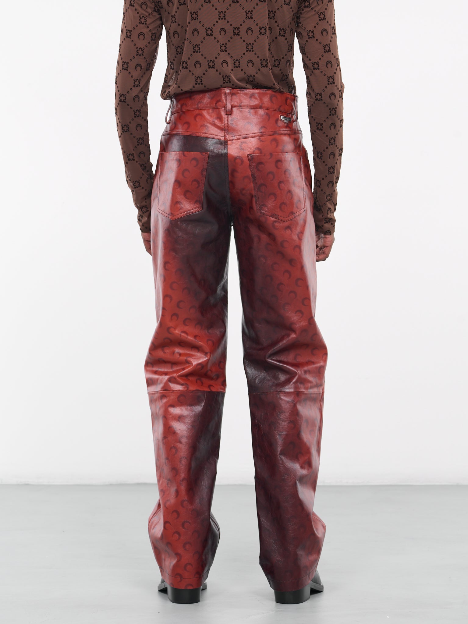 Airbrushed Leather Pants (MPA013-CLEA0006-OR10-ORANGE)