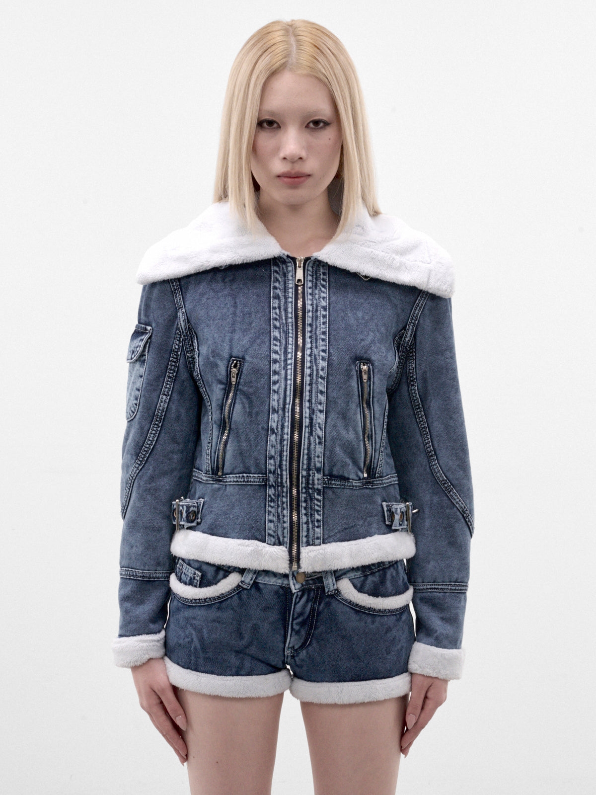 Indigo Denim Aviator Jacket (MPAW26-103-INDIGO-DIRTY-PINK)