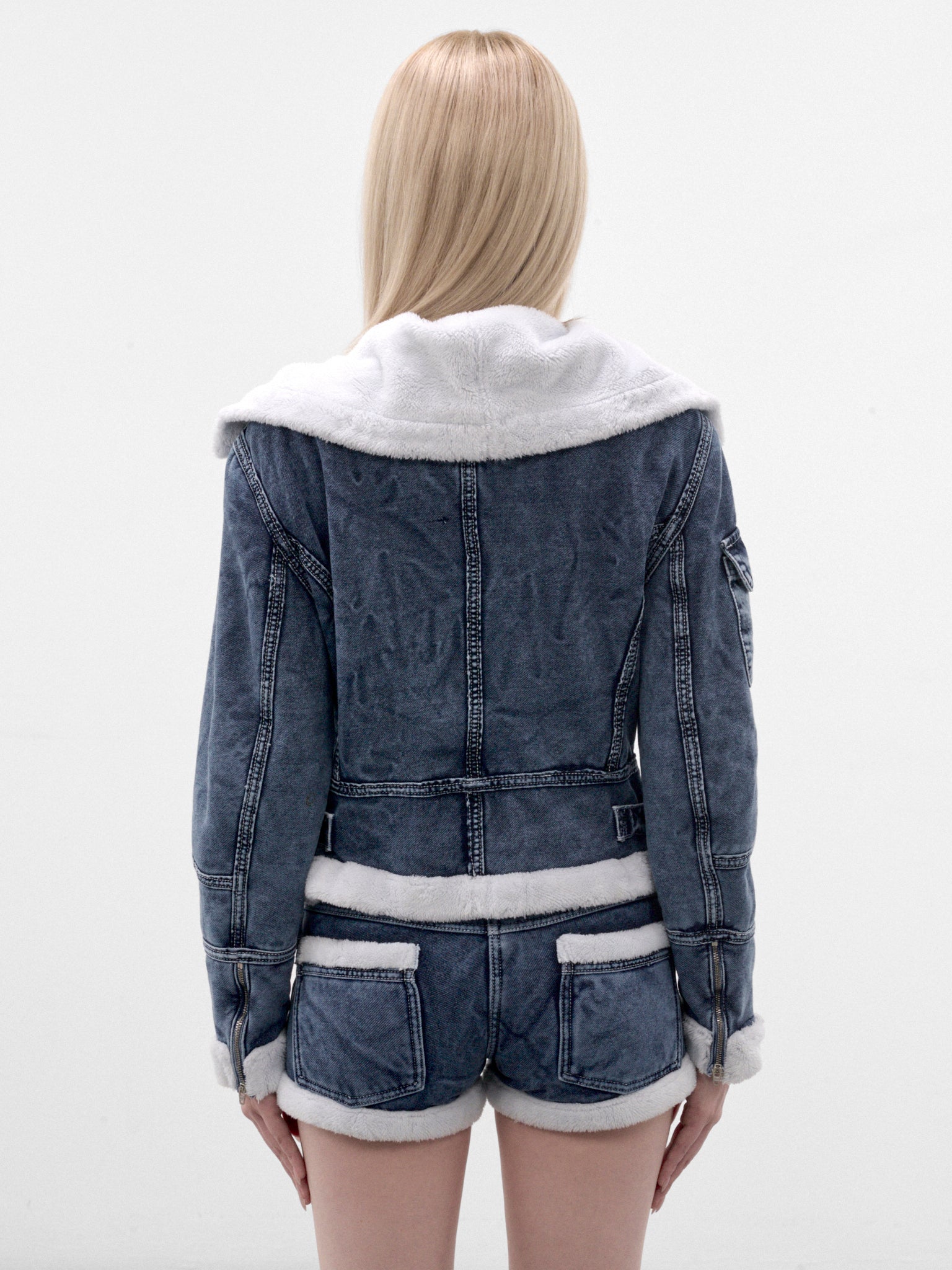 Indigo Denim Aviator Jacket (MPAW26-103-INDIGO-DIRTY-PINK)