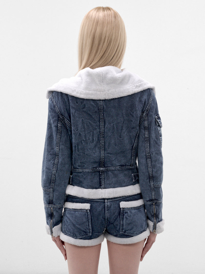 Indigo Denim Aviator Jacket (MPAW26-103-INDIGO-DIRTY-PINK)