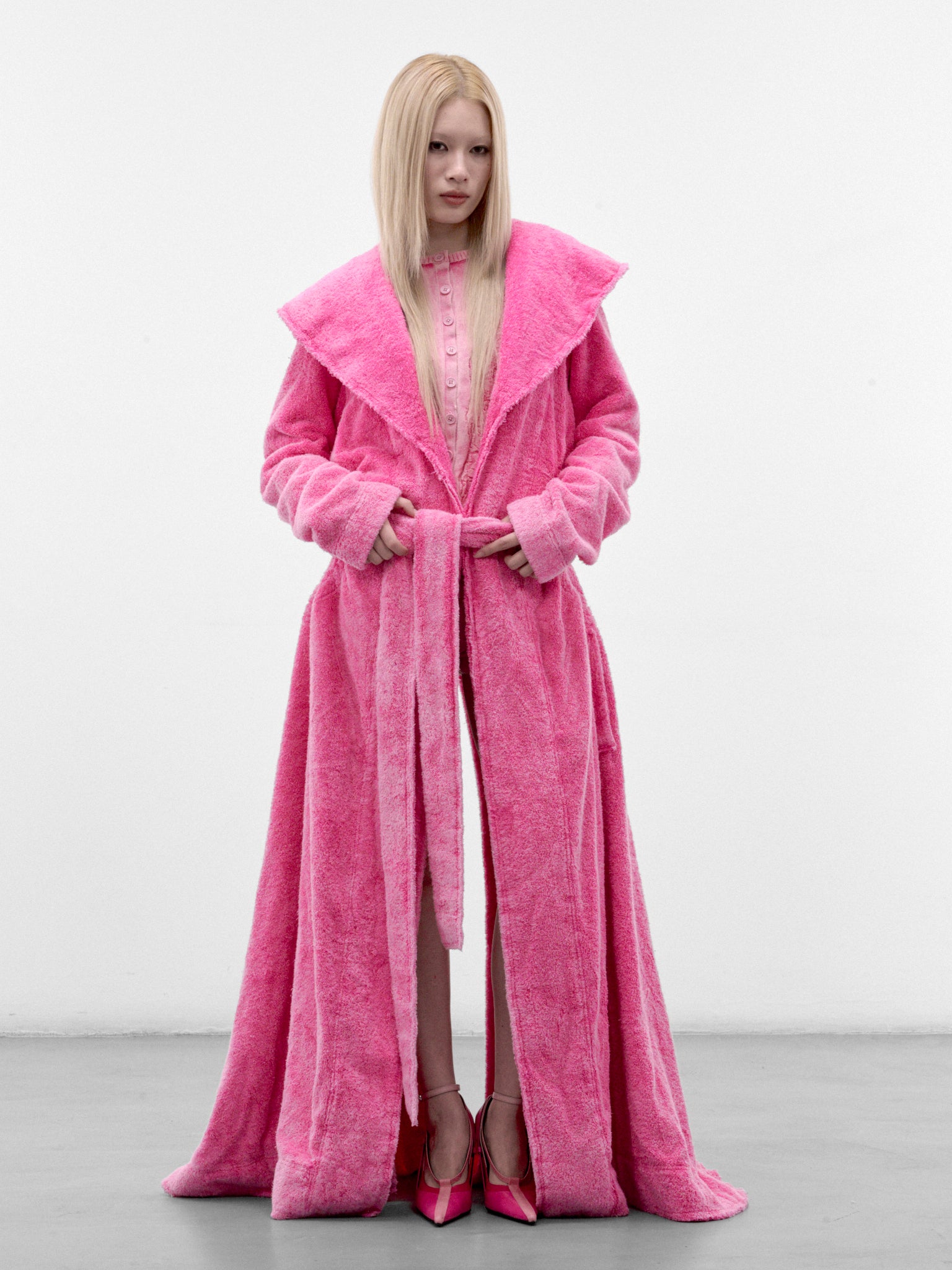 Rose Cotton Toweling Gown Coat (MPAW26-105-BRUISED-ROSE)