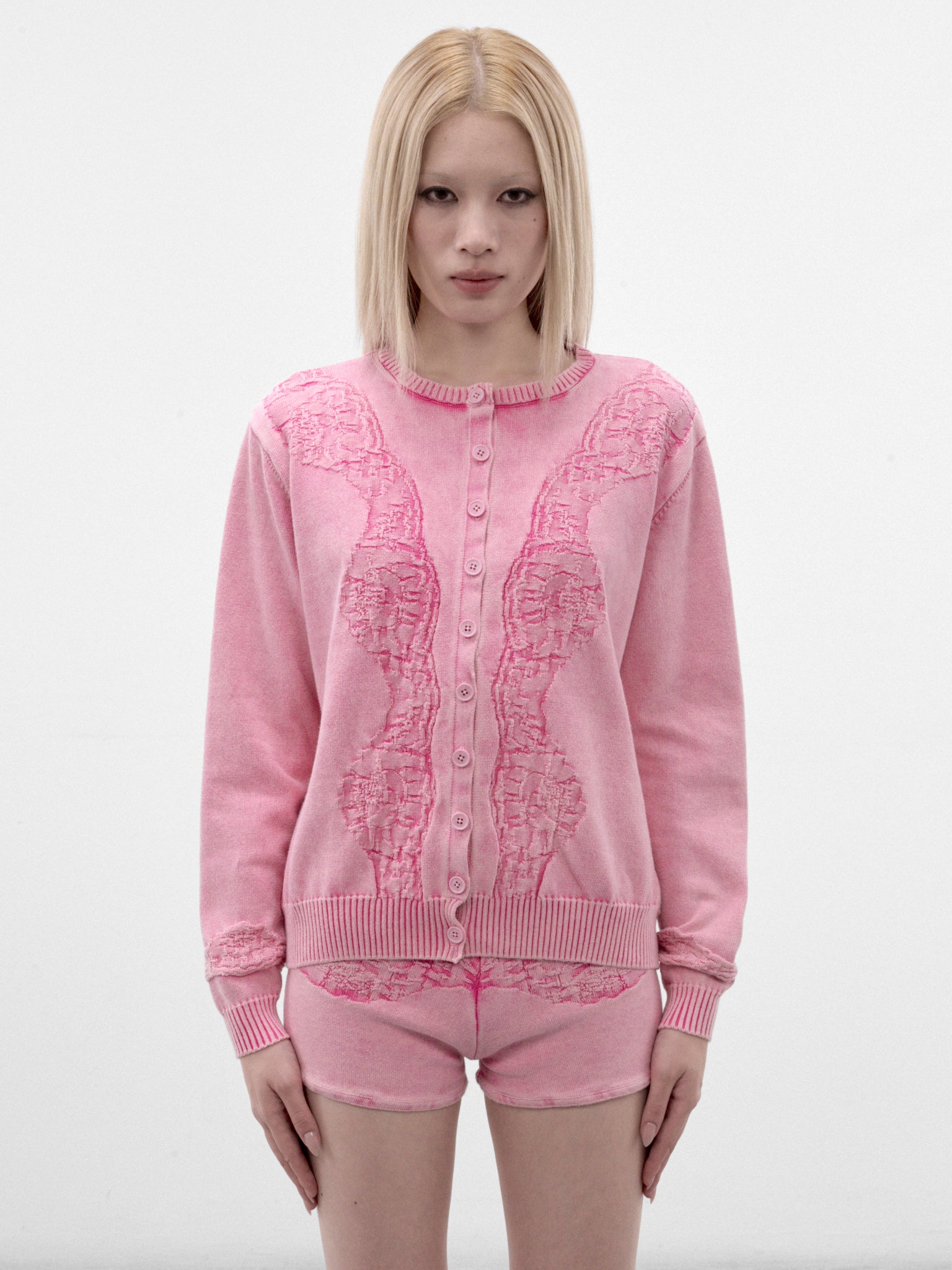 Washed Rose Cotton Knit Cardigan (MPAW26-215-WASHED-ROSE)
