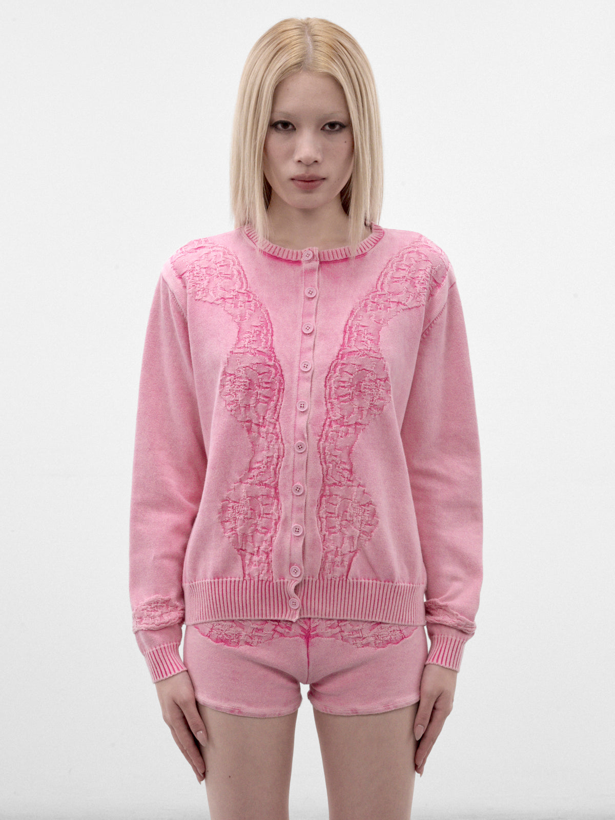 Washed Rose Cotton Knit Cardigan (MPAW26-215-WASHED-ROSE)